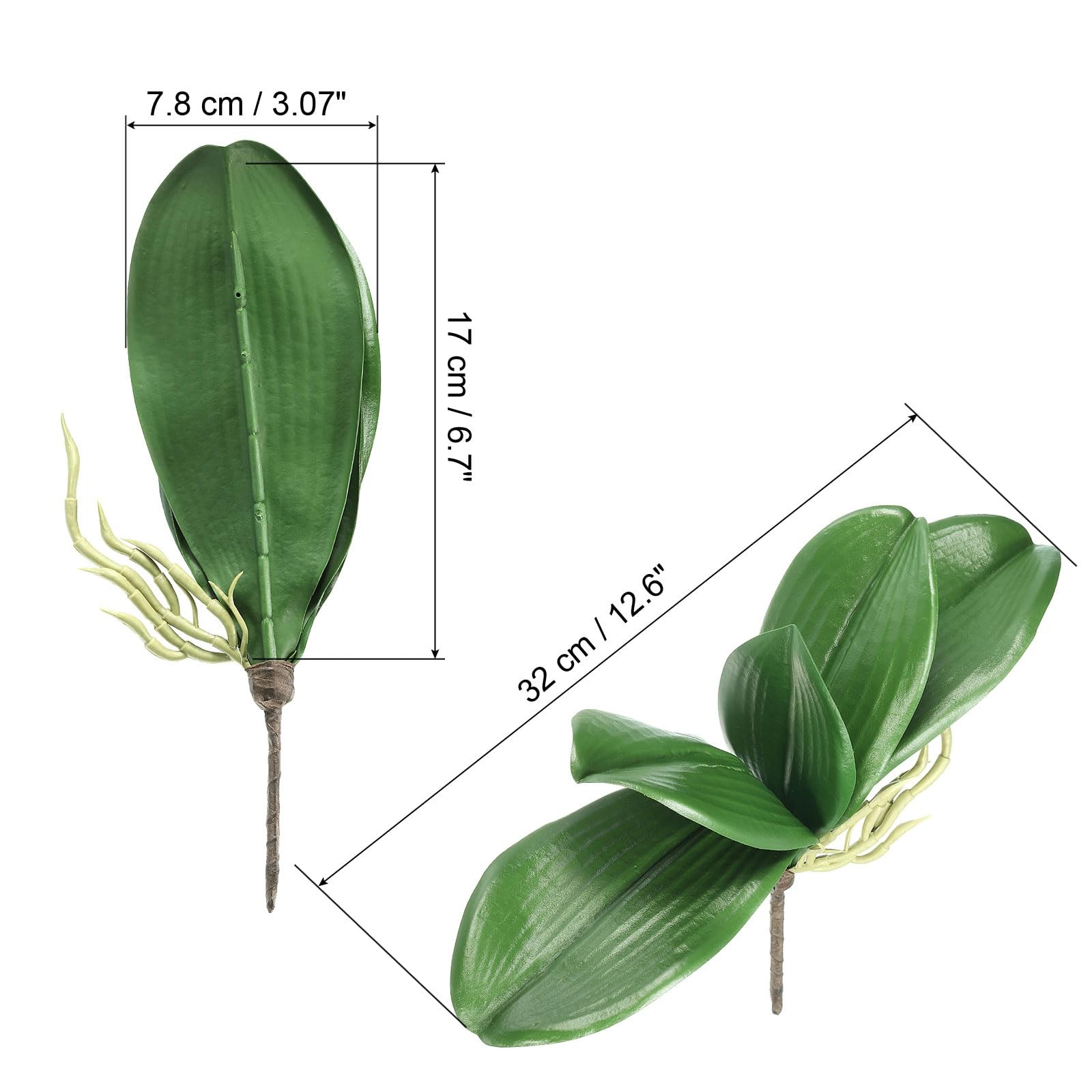 Faux Orchid Leaves 6.7 Inch, 2 Pack Small Artificial Phalaenopsis Foliage Rea…