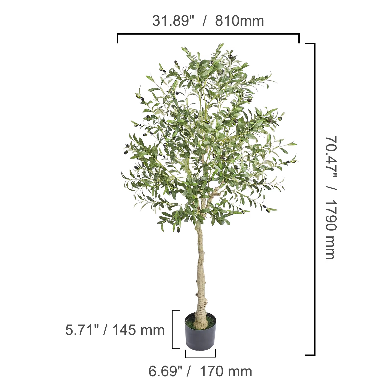 Artificial Olive Tree 4/5/6FT Tall Faux Plant Secure PE Material Anti-Tip Tilt P