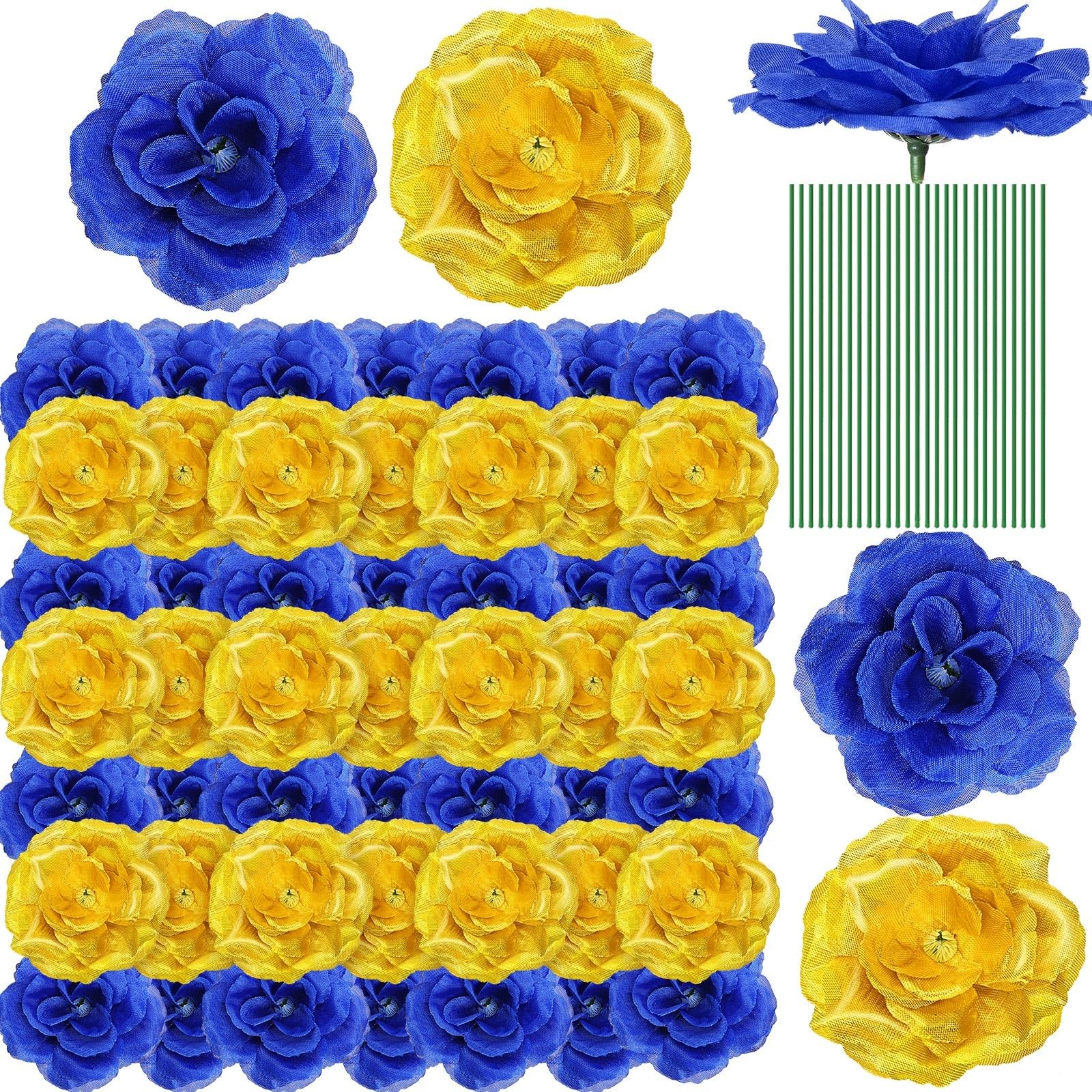 100 Pcs Artificial Flowers Fake Silk Roses Long Stem Rose Bouquet Wedding Par…