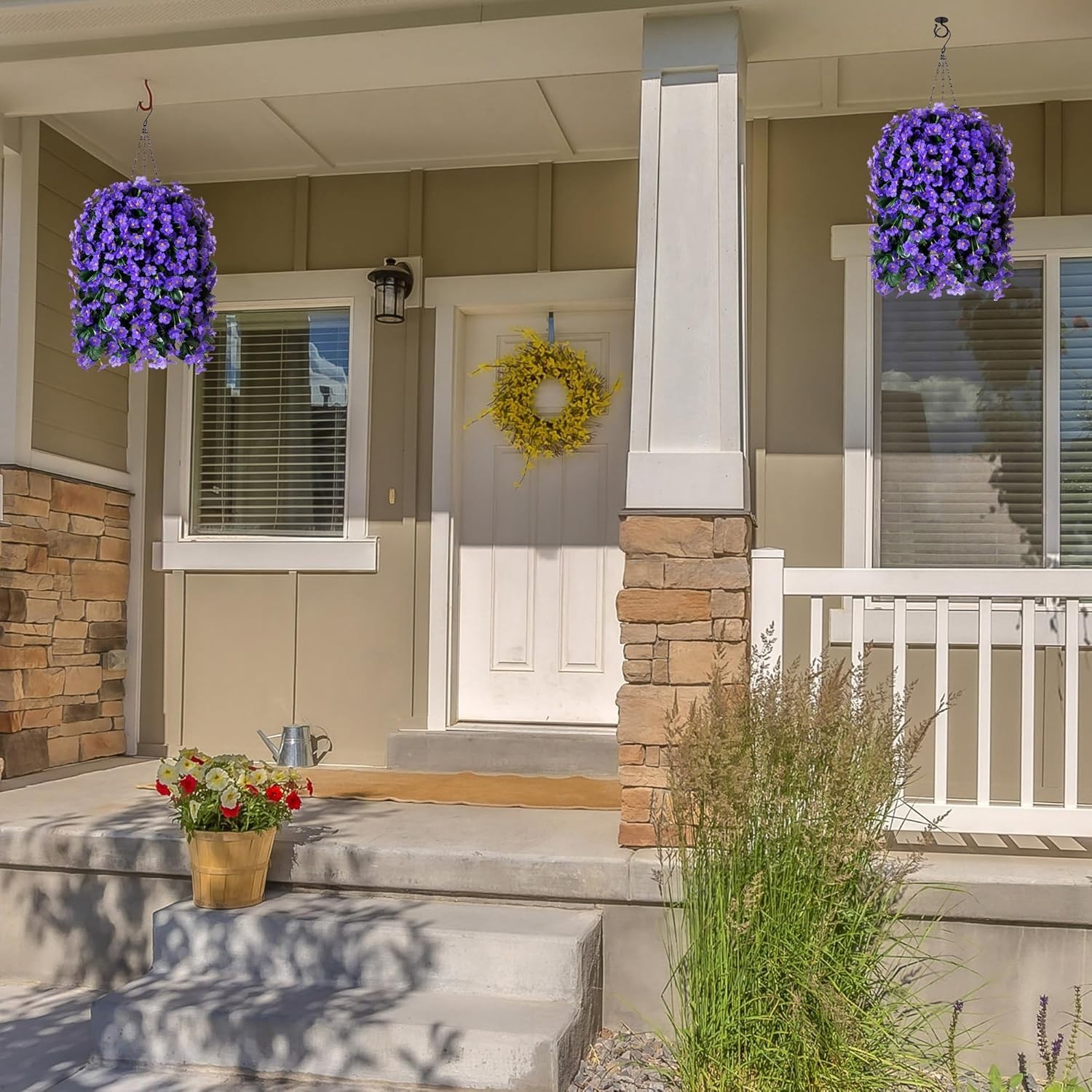 UV Resistant Purple Daisy Hanging Basket