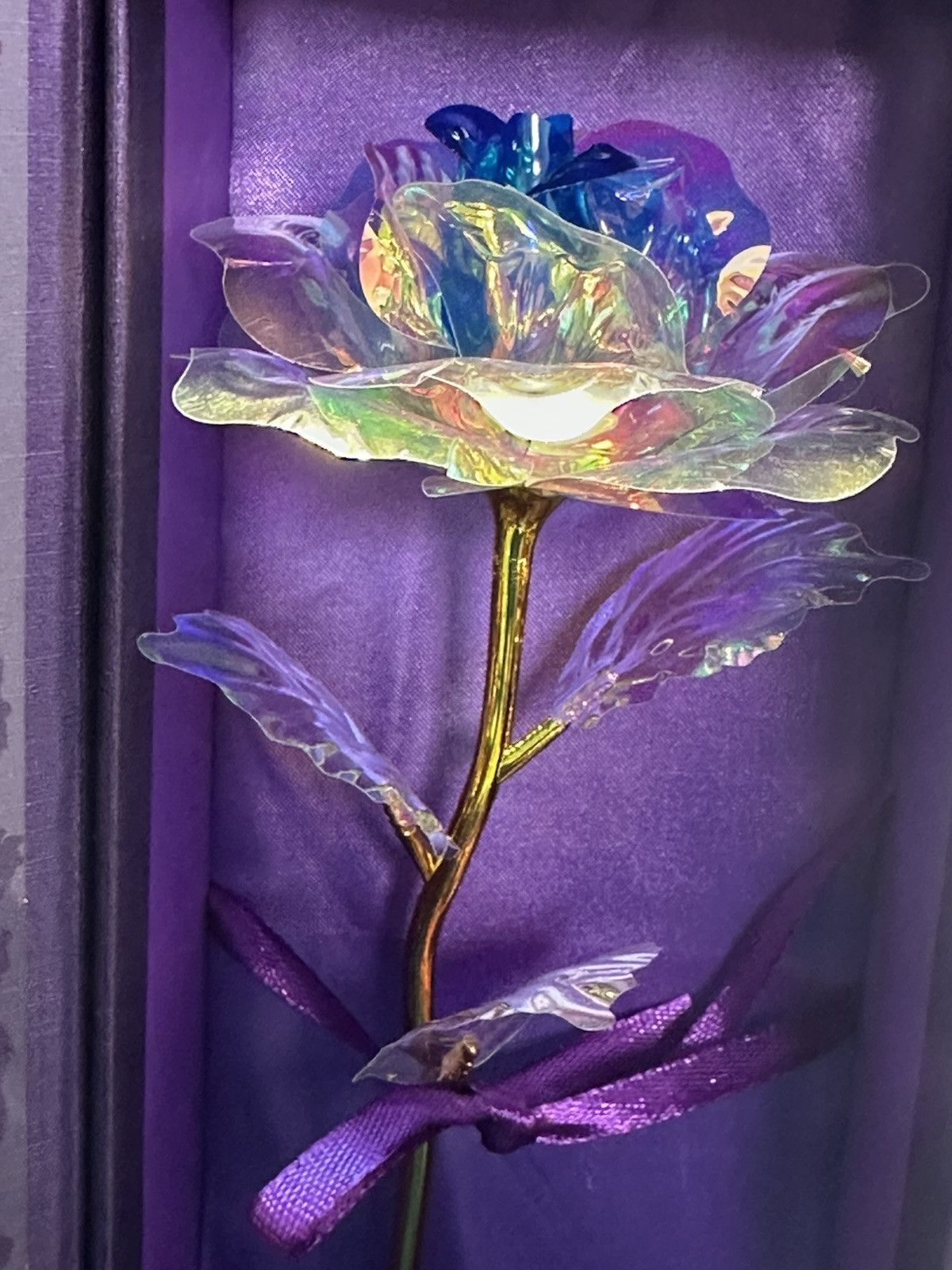 Flower Present Colorful Golden Foil Rose with Luxury Gift Box 24K Gold Plated