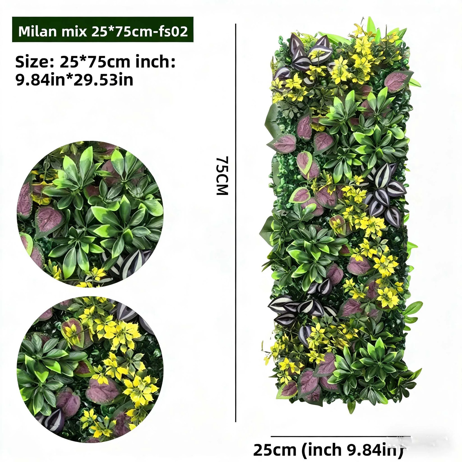 75x25cm Green Plant Wall Panels Artificial Plant Grass Wall Backdrop,Outdoor Hed