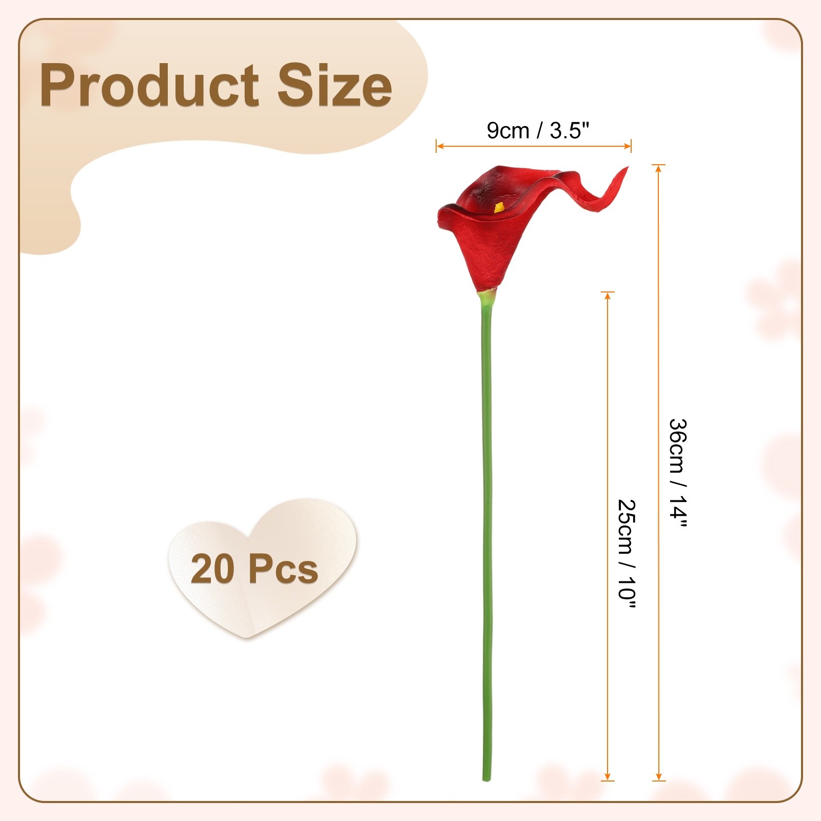 20pcs Artificial Calla Lily Fake Silk Flowers for Home Decor, Dark Red