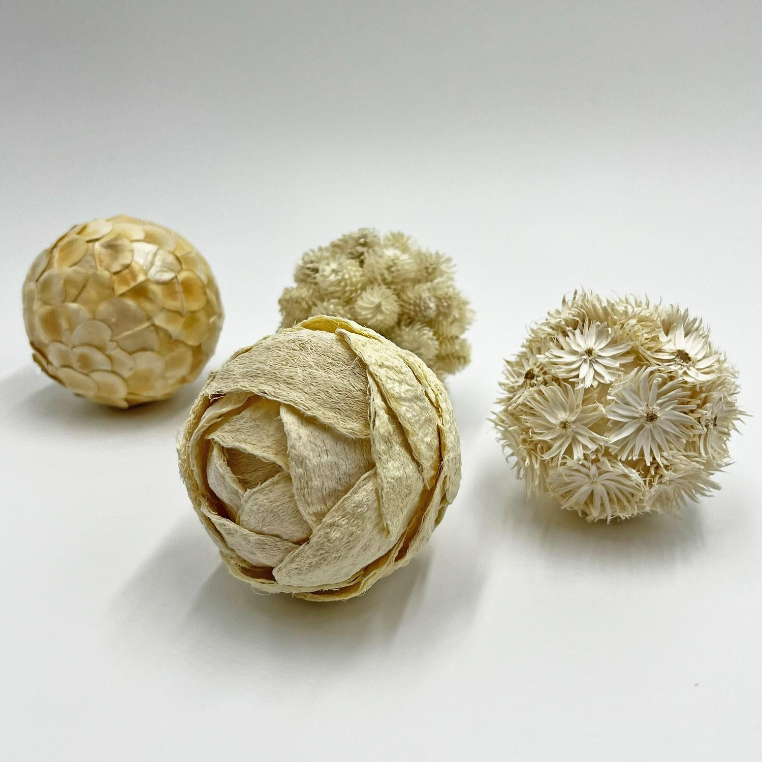 Preserved Decorative Conifer And Pinecone Topiary Balls – White – Set Of 4