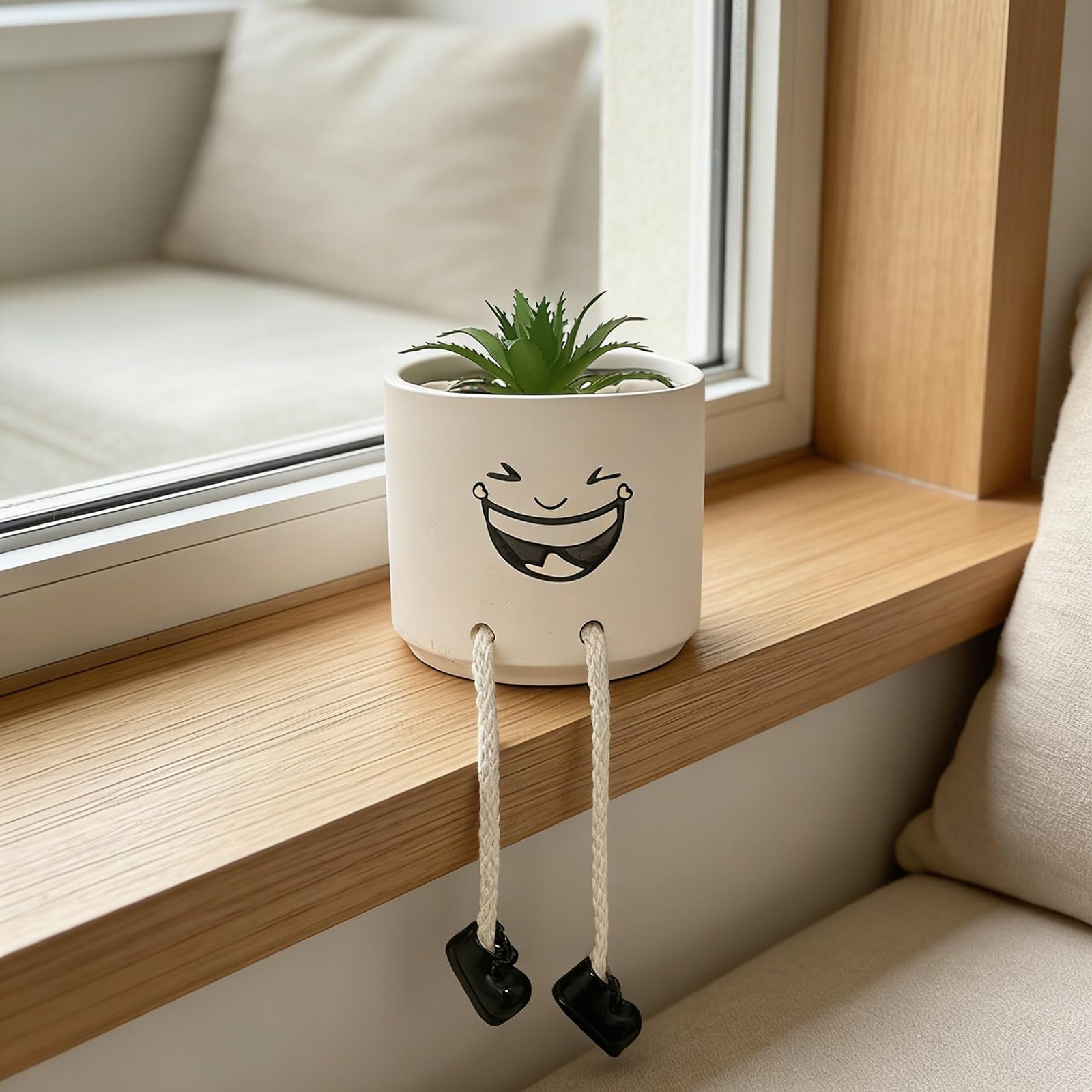 Fake Succulents Plants in Ceramics Pots with Hanging Leg – Cute Small Planter…