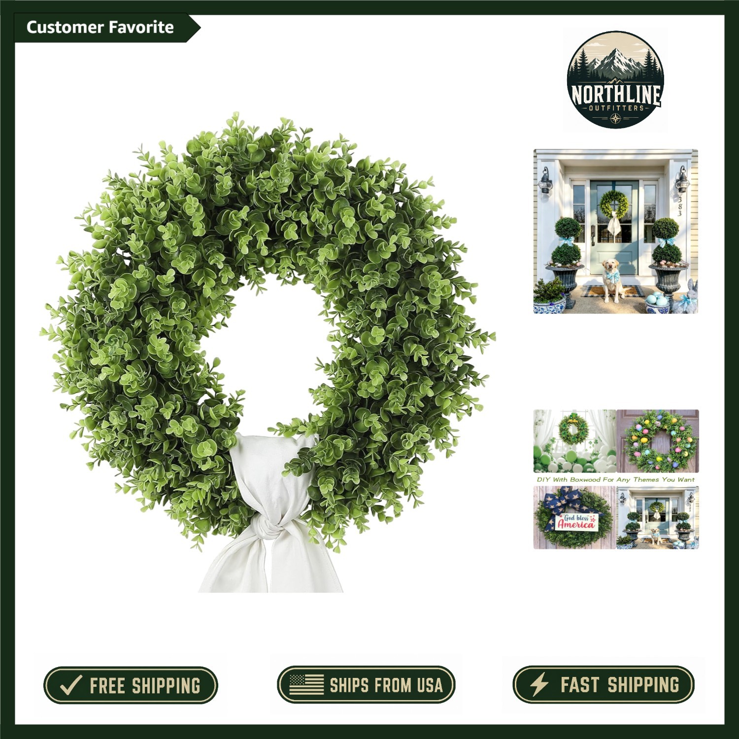 Charming 20” Artificial Boxwood Wreath – Perfect for Weddings & Seasonal Decor