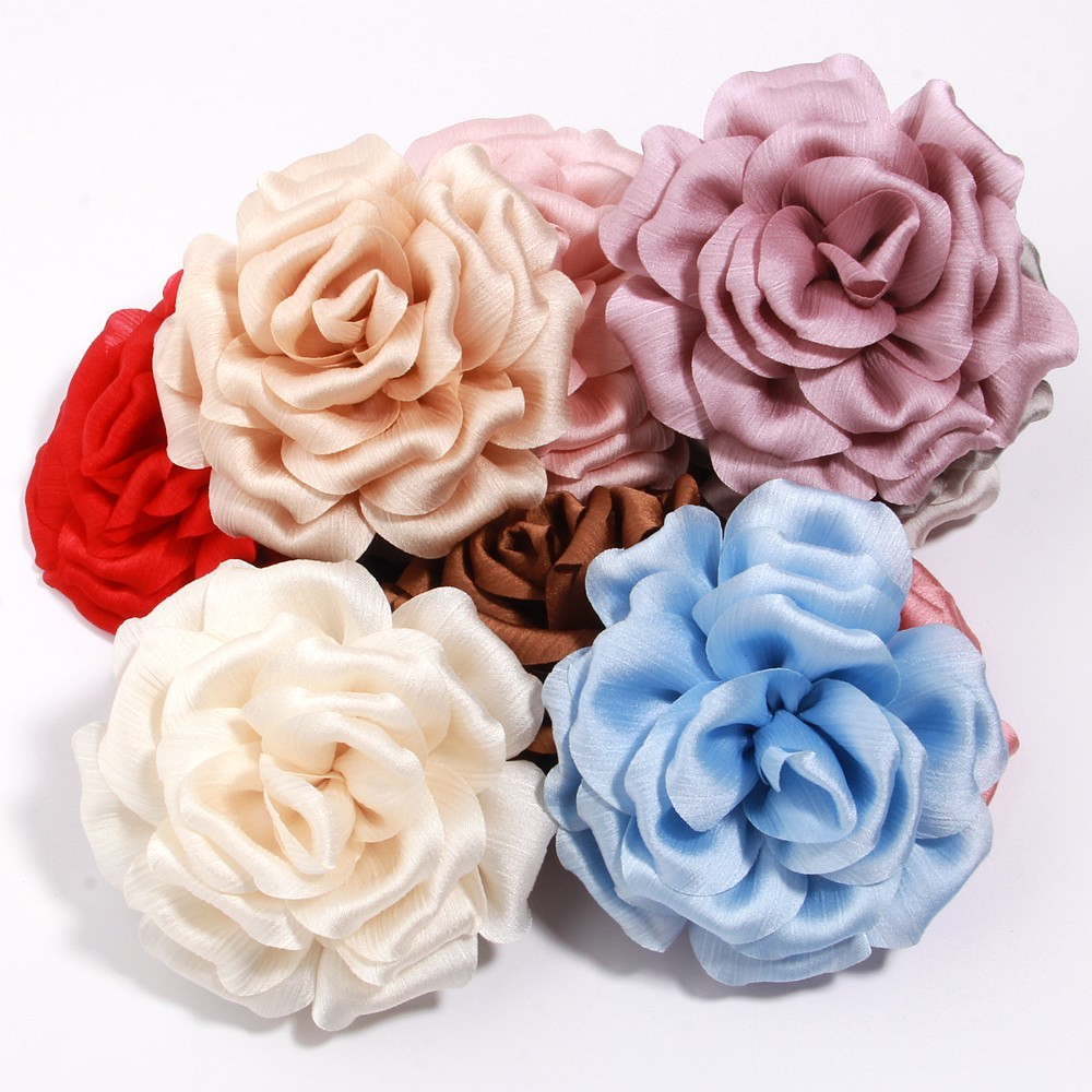 10cm Fashion Handmade Fabric Rose Flower for Women Accessories Wedding Party