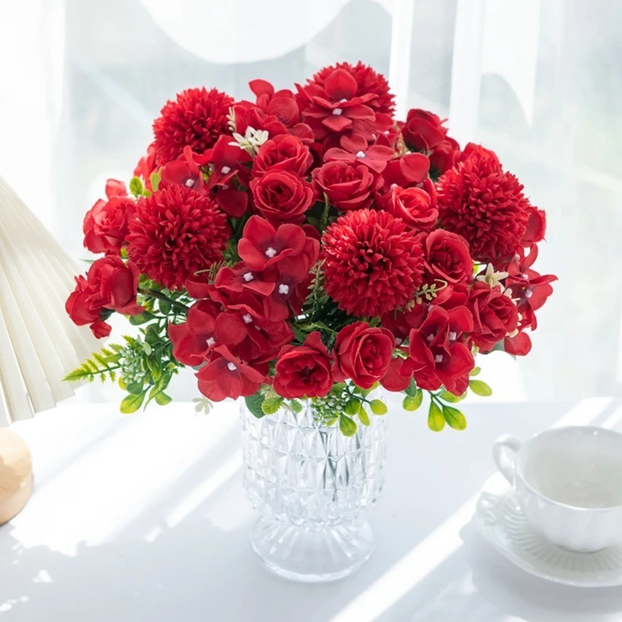 Artificial Rose Bouquet Silk Flowers Wedding Bridal Home Garden Decor Fake