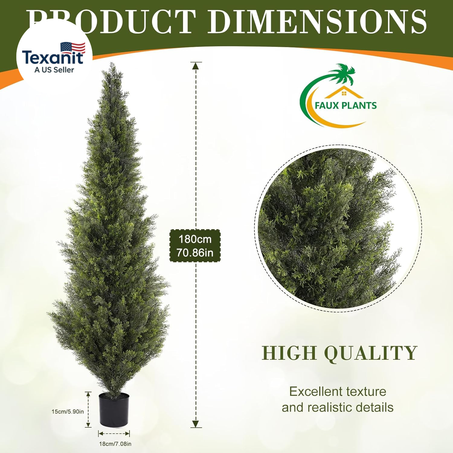 6FT Artificial Cedar Topiary Trees, Set of 2 Realistic Outdoor Indoor Fake Potte