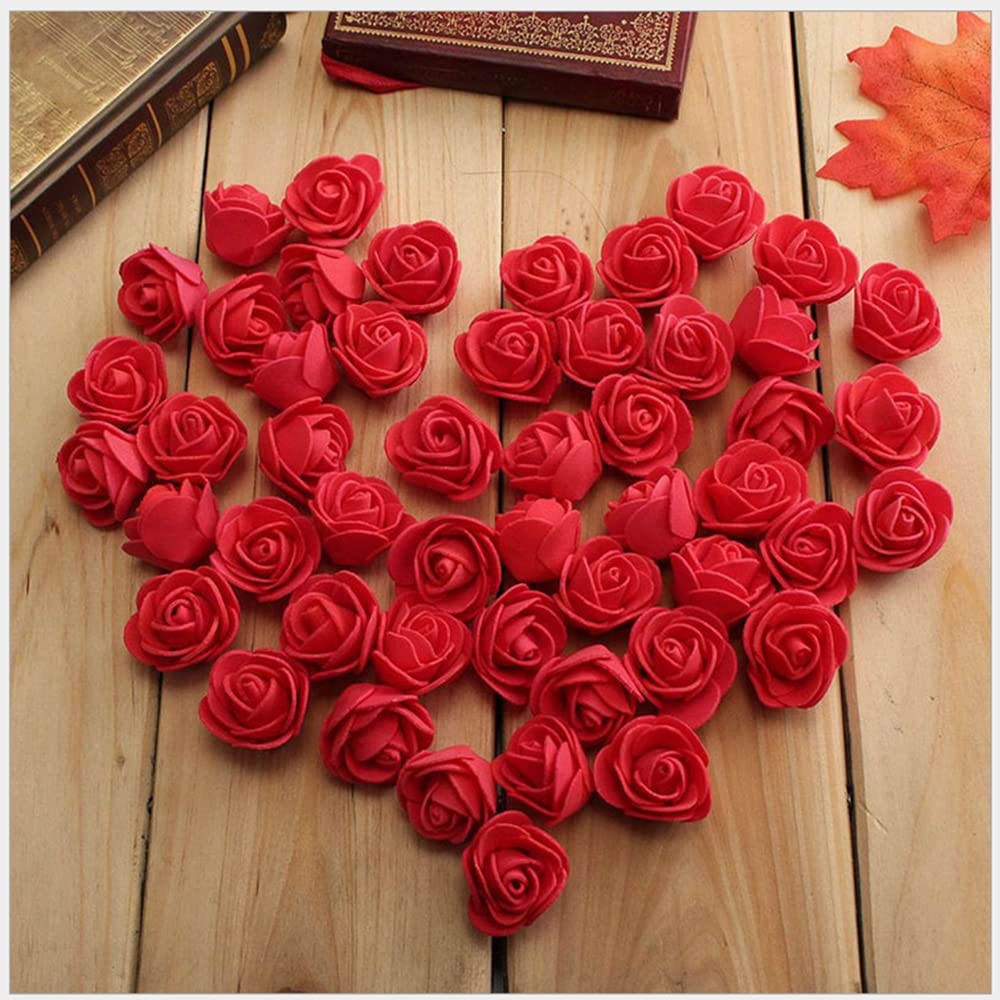 Mini Fake Roses 3.5cm Red Foam Artificial Flowers DIY Crafts Decoration 100 PCS
