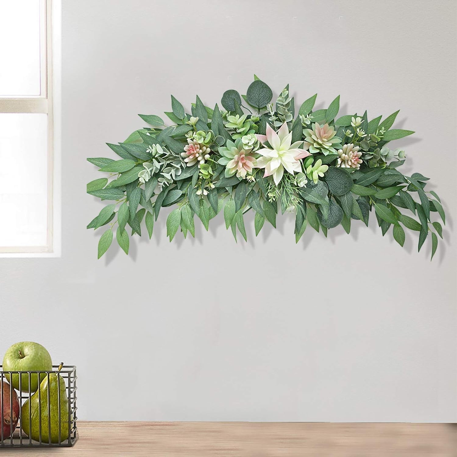 WYSRJ 28inch Artificial Succulents Swag Decorative Swag with Eucalyptus Leaves a