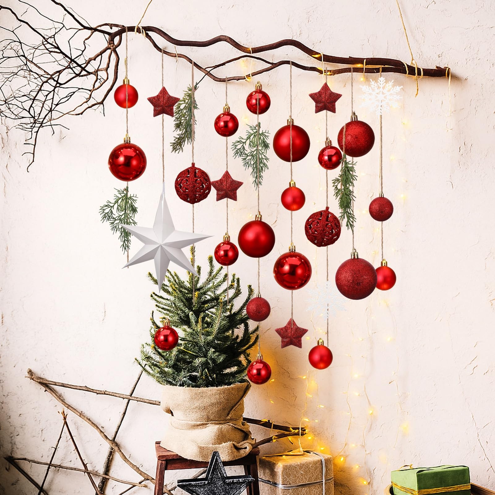 Christmas Wall Hanging Decor with Light Wooden Branch Christmas Door Hanging …