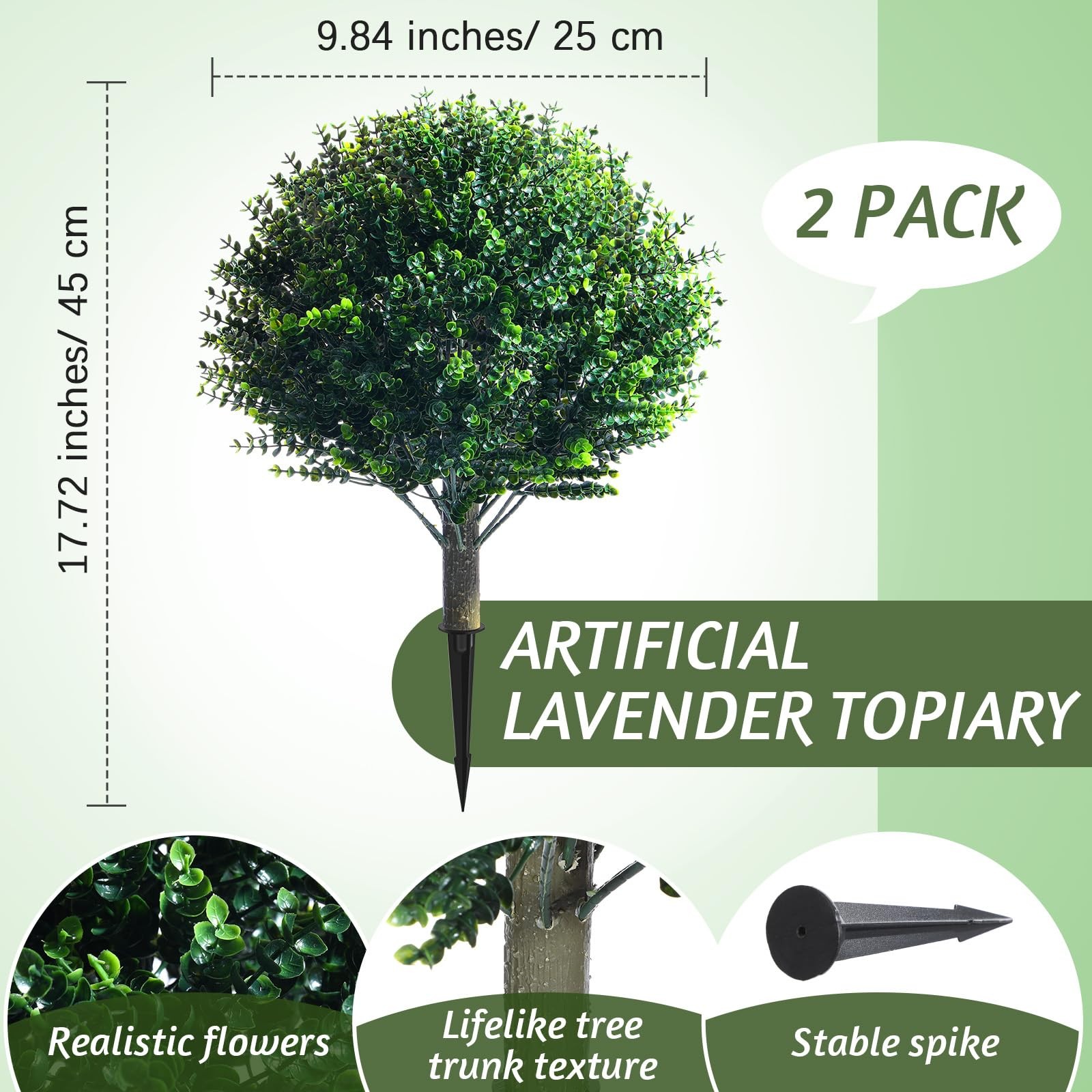 2 Pcs 18 Inch Artificial Boxwood Ball Topiary Tree Fake Outdoor Plants Bush, …