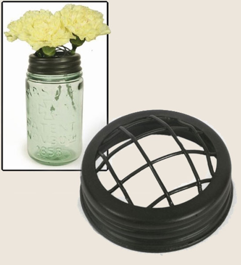 LOT OF 2 METAL Mason Ball Canning Jar FLOWER Vase FROG LID Rustic Antique Brown