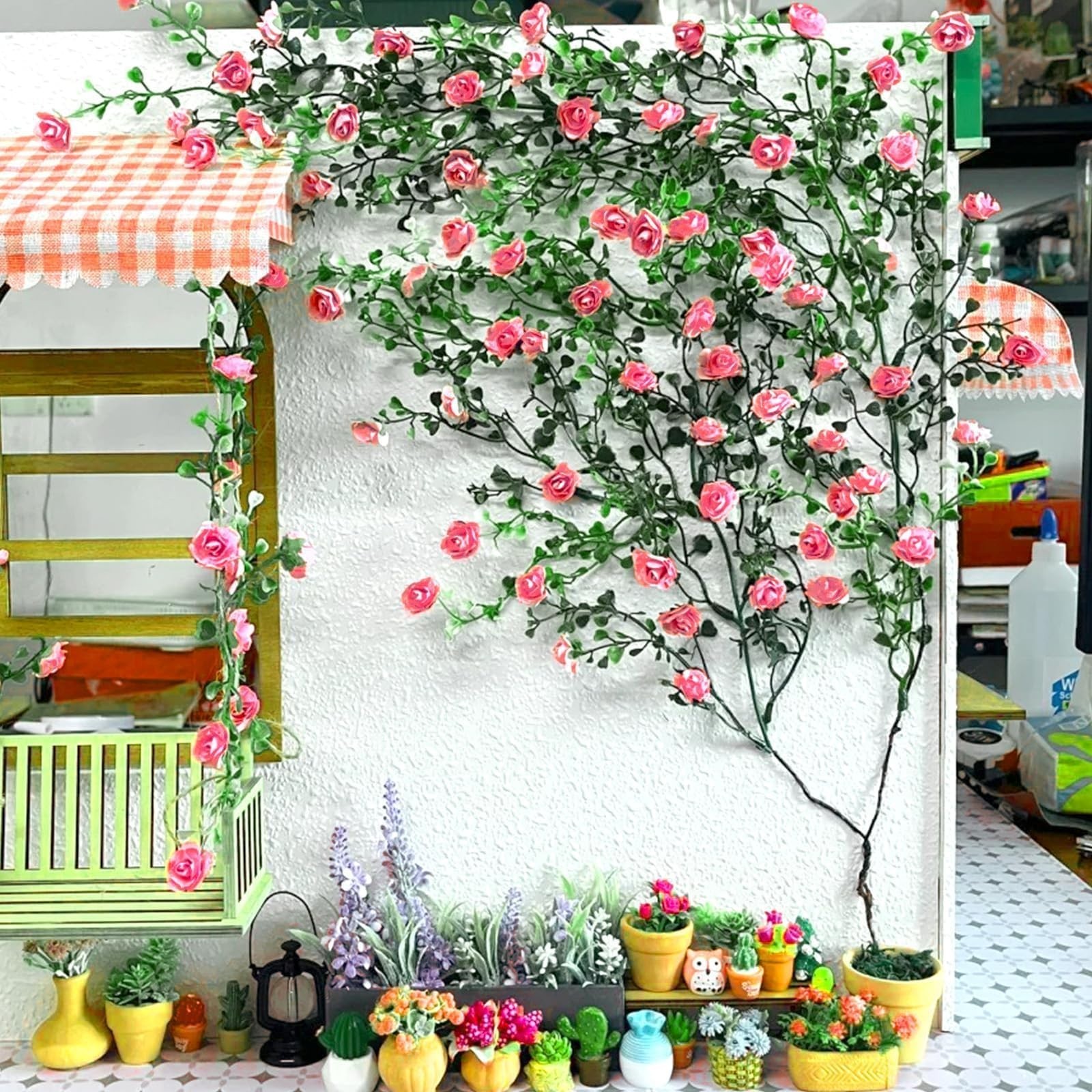 Miniature Artificial Rose Vines – Cute Flower Decor for DIY Fairy Garden, Model