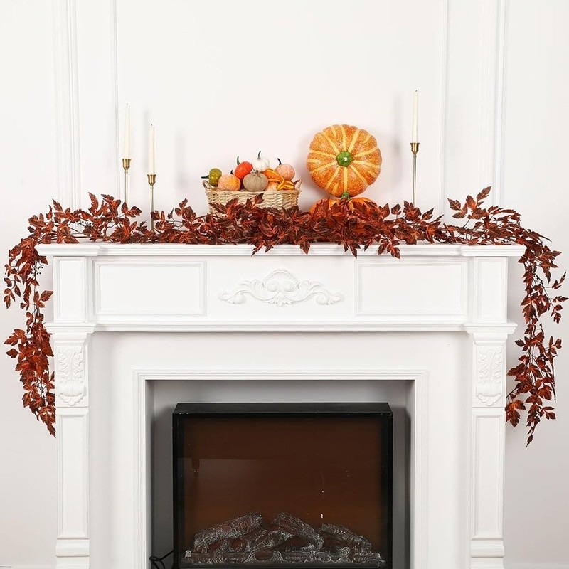 Autumn Artificial Garland Set Home Decor Fall Leaves Berries Indoor Outdoor 6ft