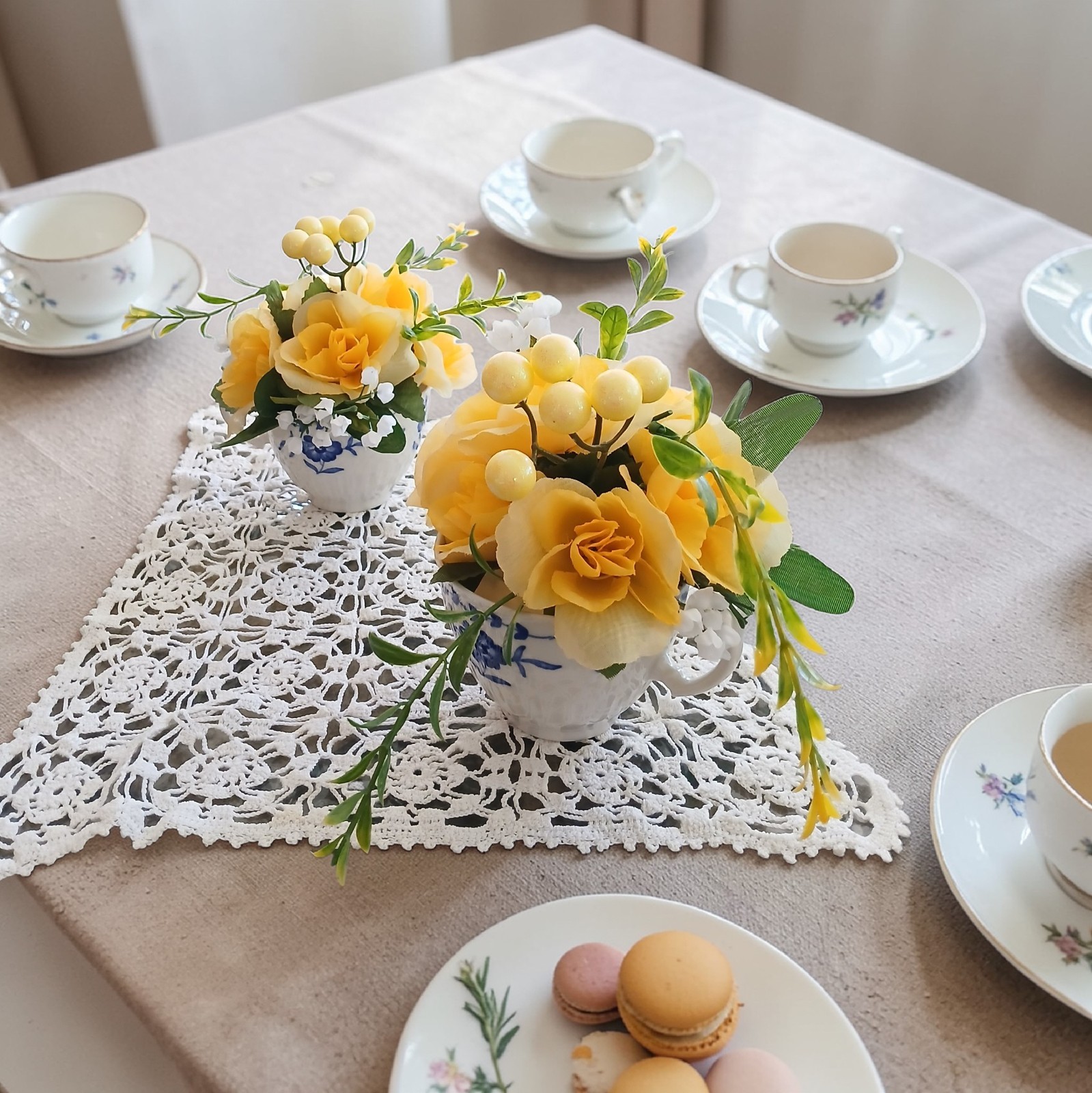 Cheerful Yellow Roses Floral Arrangement Tea Party Cup POP-IN Birthday Bridal