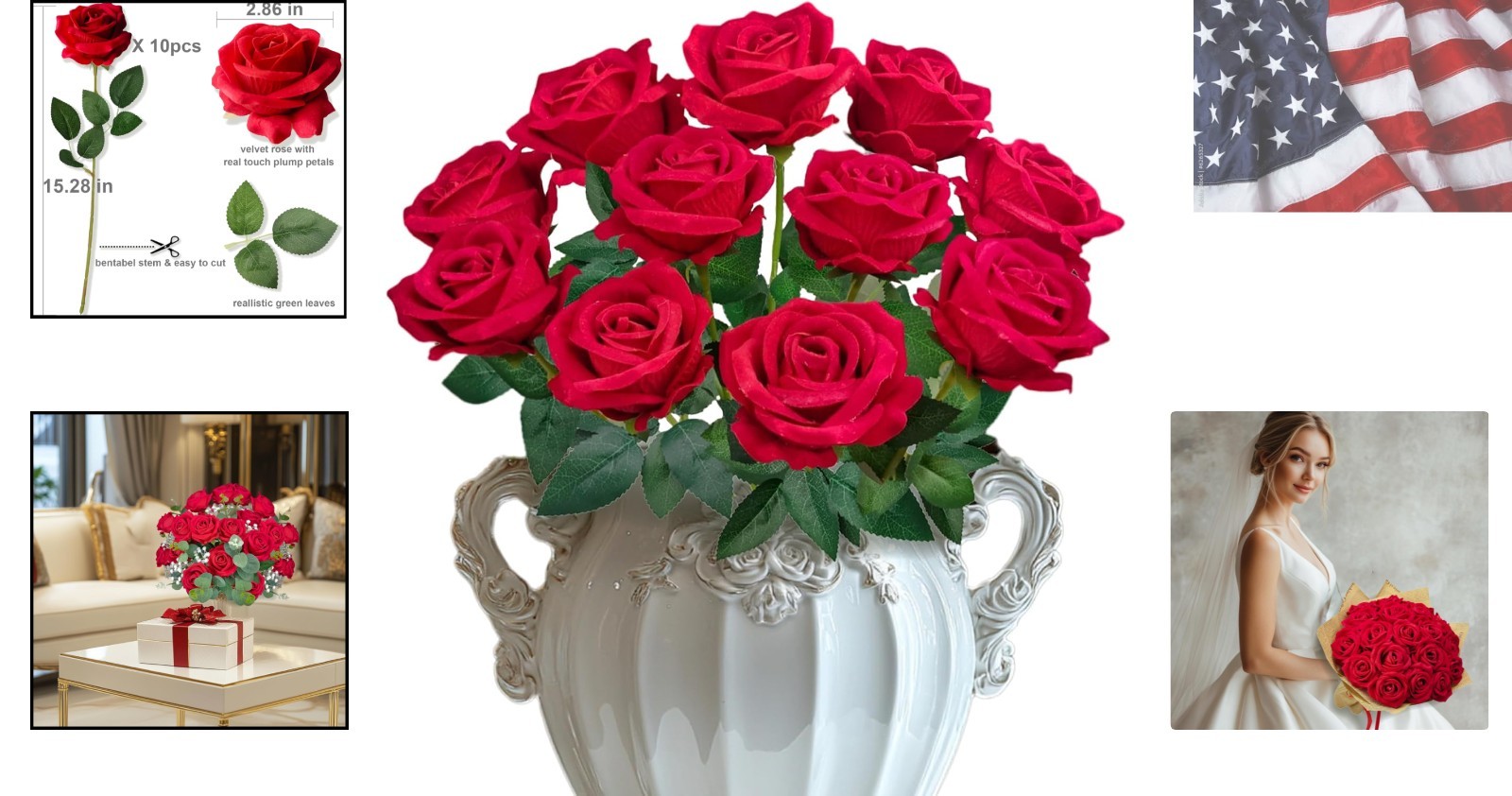 Maintenance-Free 10 PCS Velvet Red Flowers – Perfect for Bouquets & Centerpieces