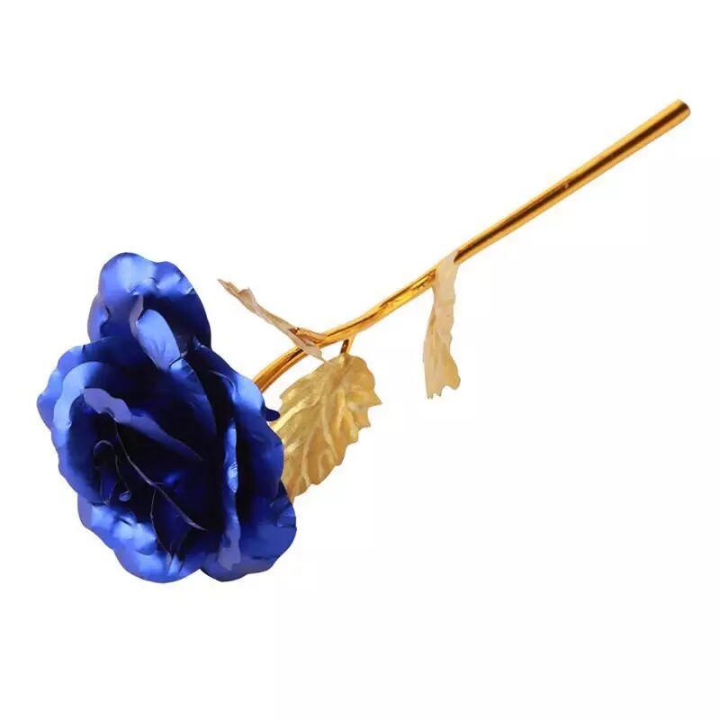 24k Gold Foil Collectible Rose Flower Unique Gift (Blue)