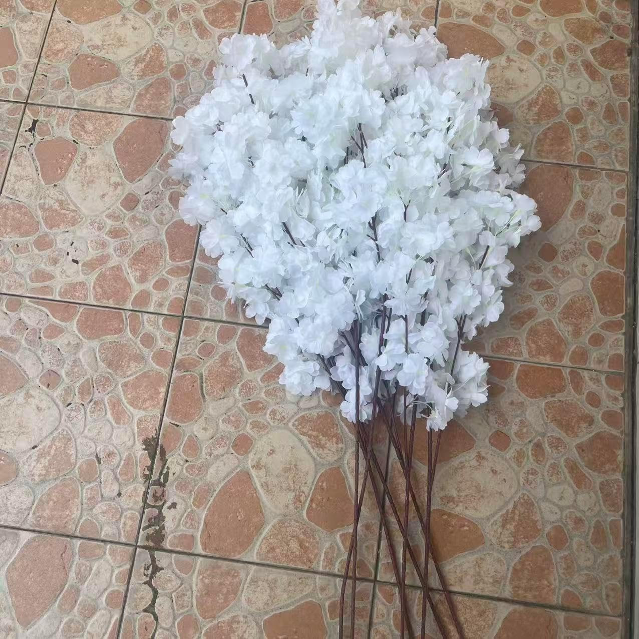 50PCS Artificial Cherry Blossom, Silk Cherry Blossom Branches, Realistic Fake Fl