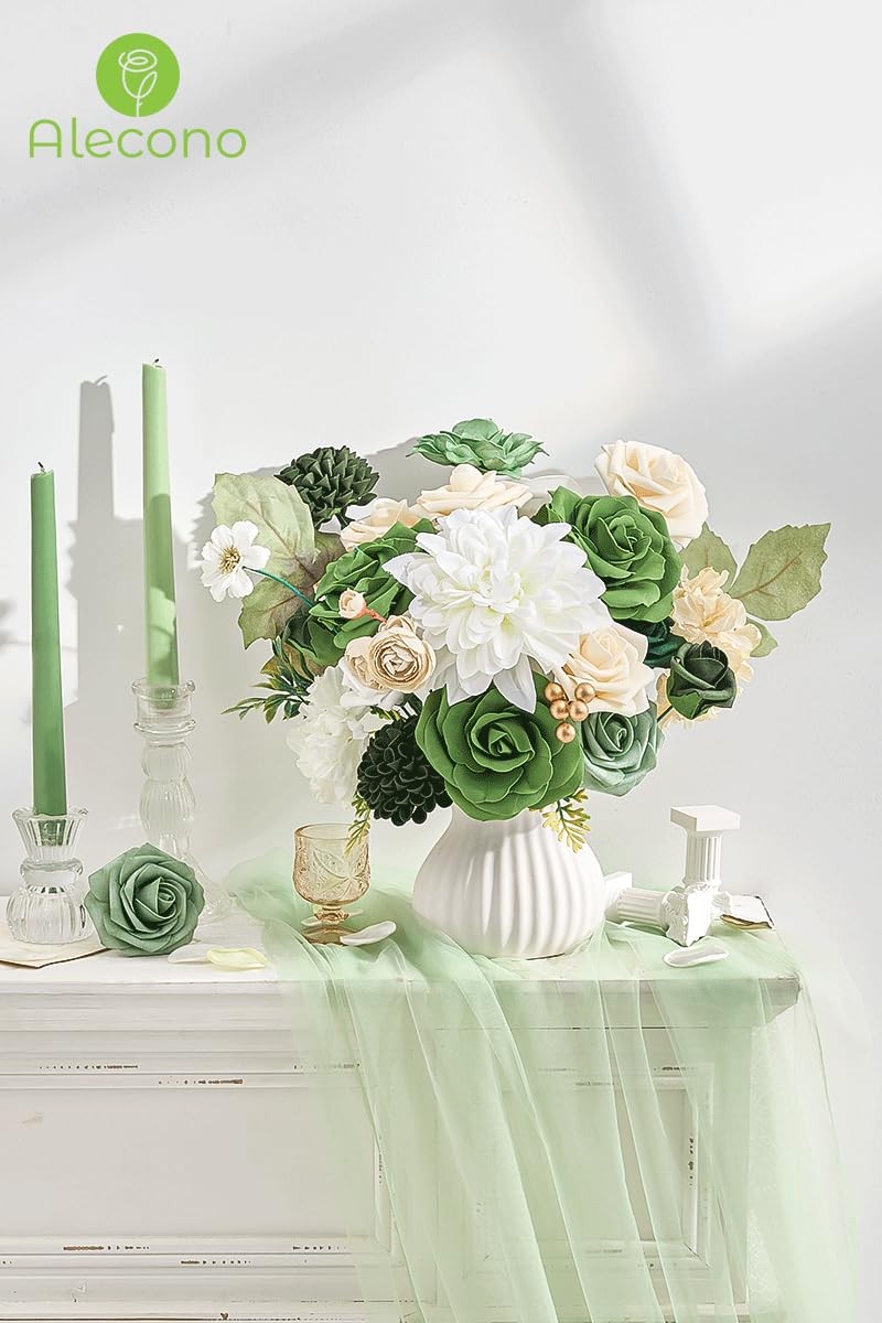Artificial Flowers Silk Fake Green Flowers Combo Box for DIY Cake Wedding