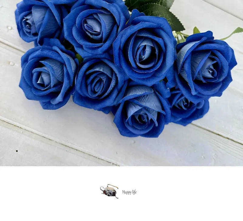 9 Heads silk Rose Artificial Flower Bouquet Home Table Vase Deco Floral
