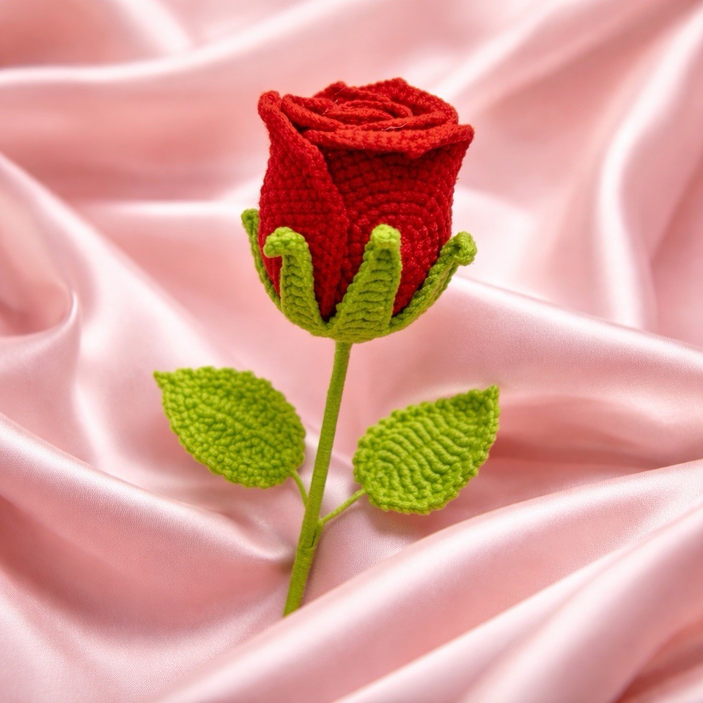 Crochet Rose Flower, Handmade Beautiful Red Rose Flower. Perfect Gift For Her.