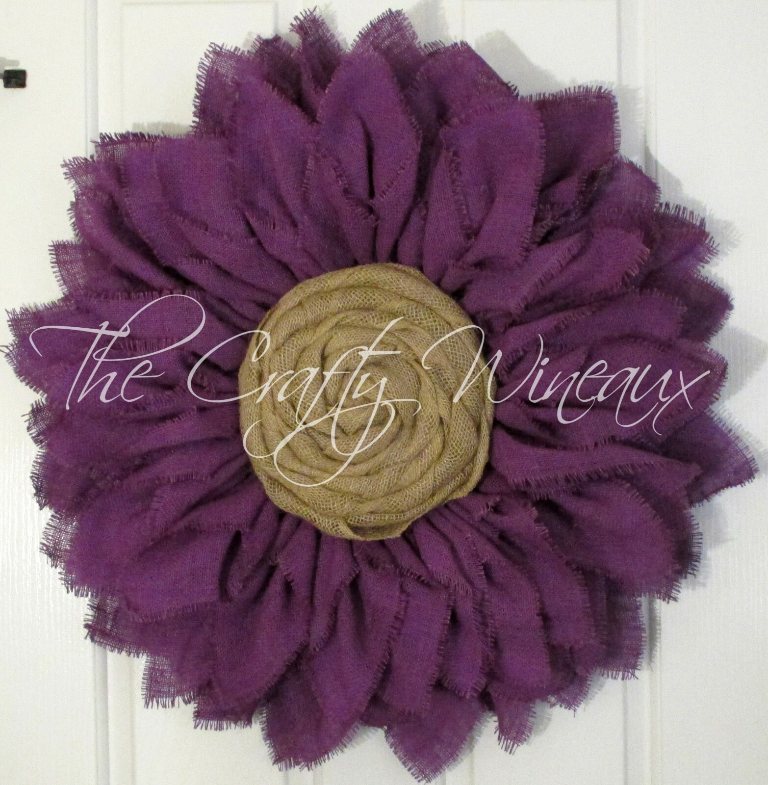 The Crafty Wineaux – Extra Thick 25″ Rich Purple Burlap Sunflower Wreath