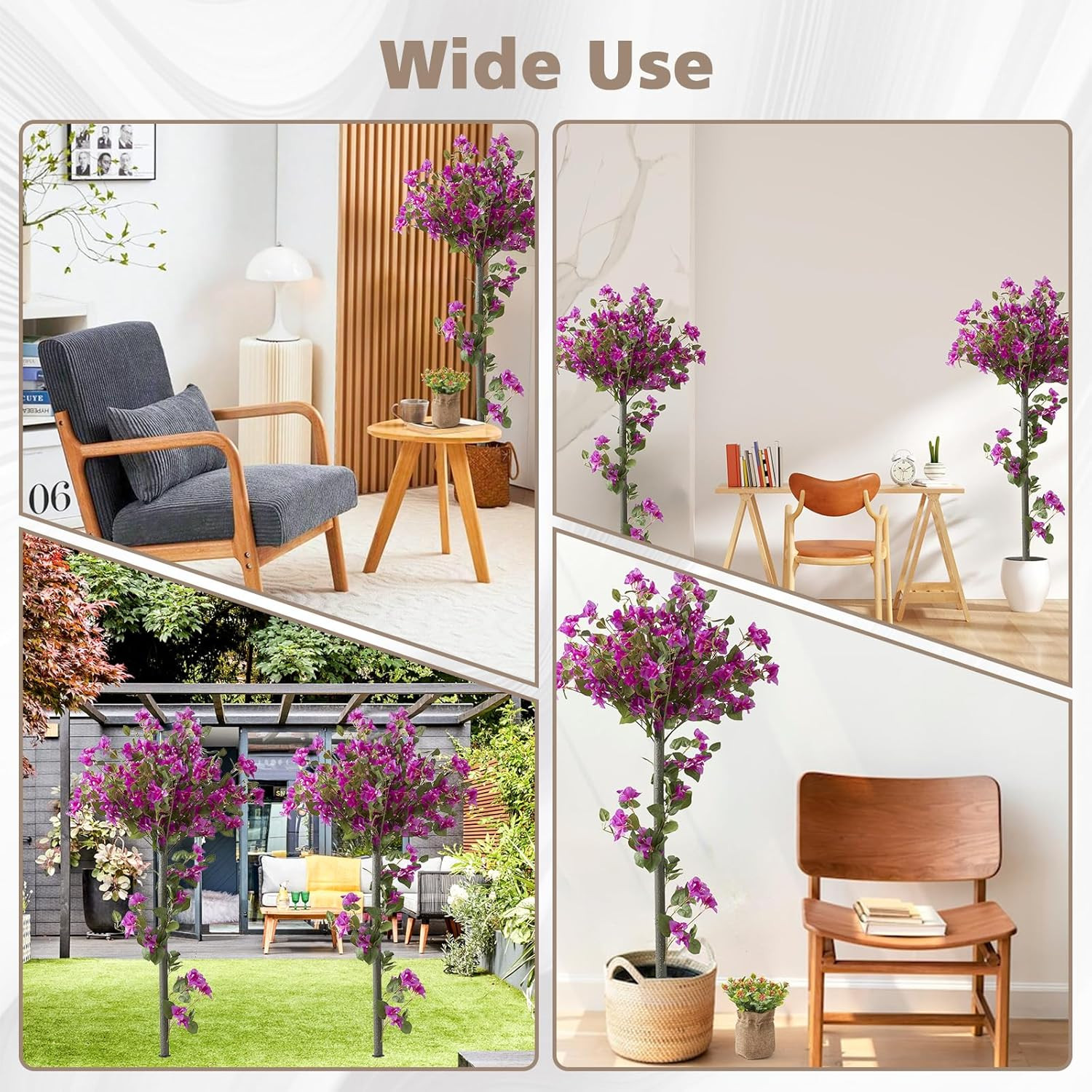 4FT Artificial Bougainvillea Trees – 2 Pack Faux Silk Flowers for Indoor/Outdoor