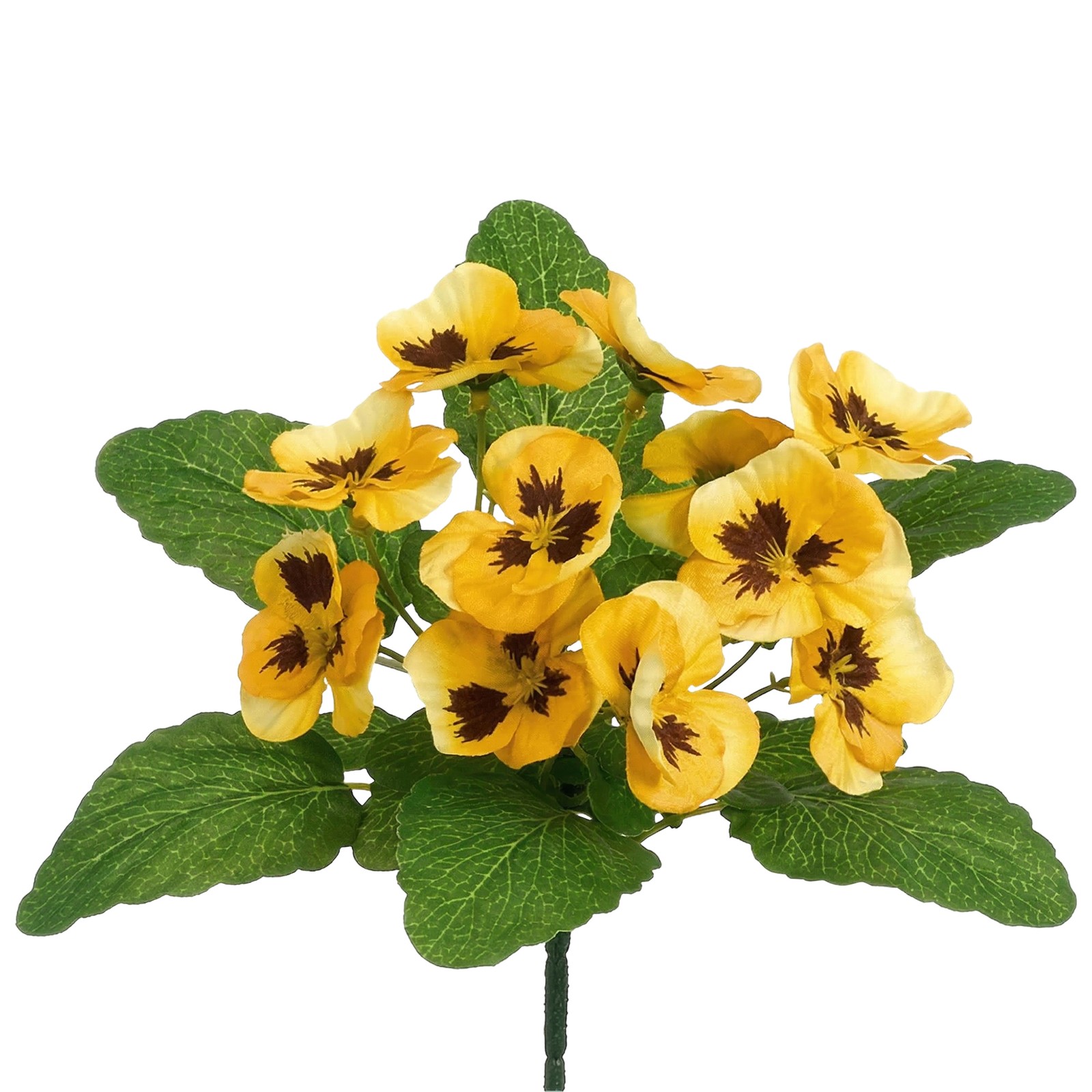 Amba Products 11″ Yellow Pansy UV Protected Artificial Floral Bush