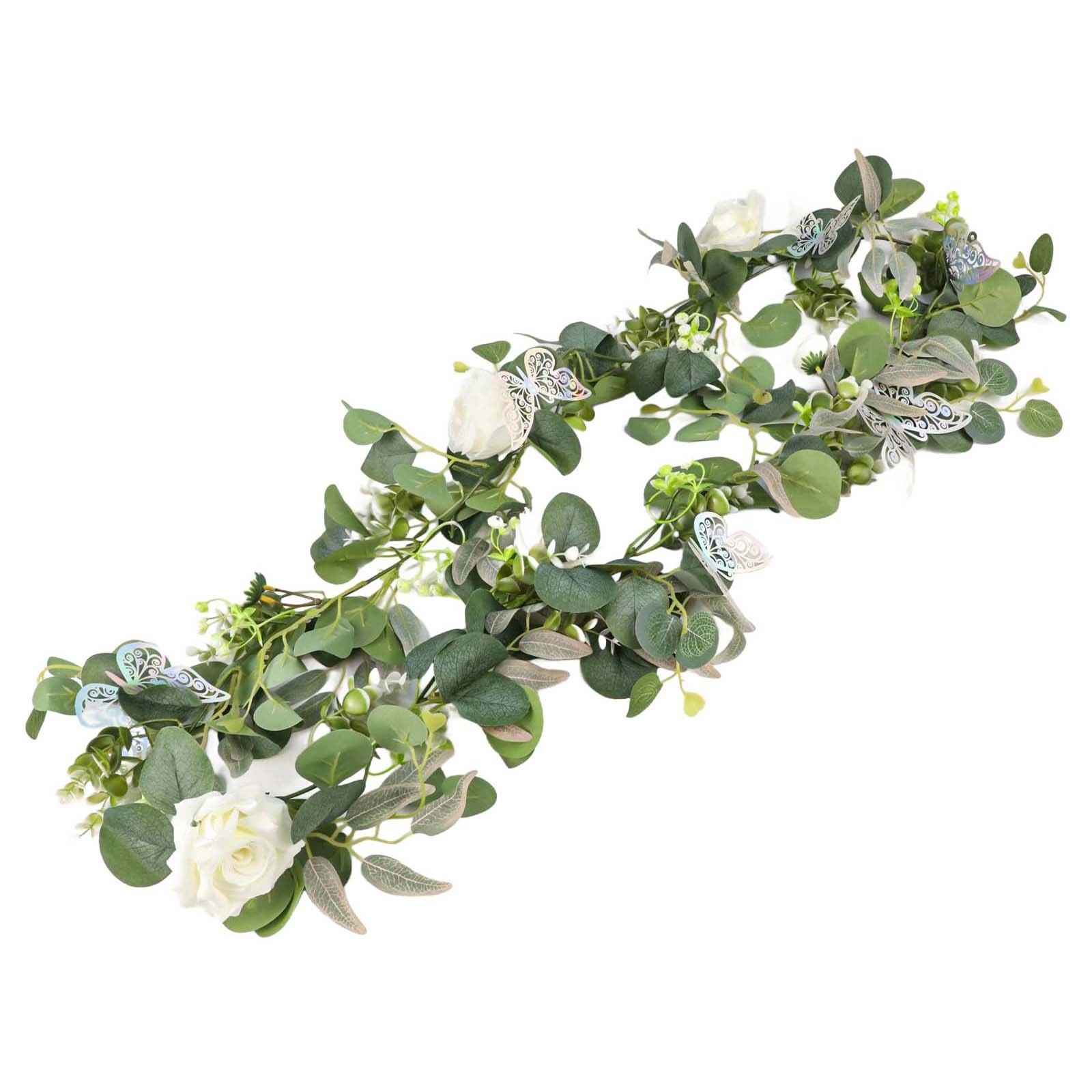 5 9 FT Simulation Rattan Flower Vine with Butterflies for Special Events