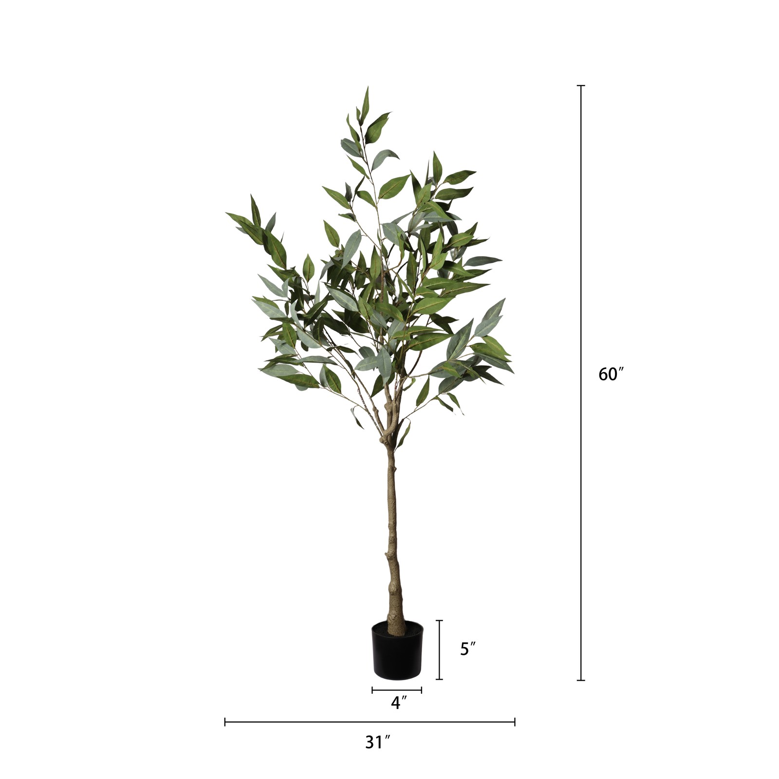 5FT Artificial Eucalyptus Tree with Black Plastic Pot for Home Indoor Decoration