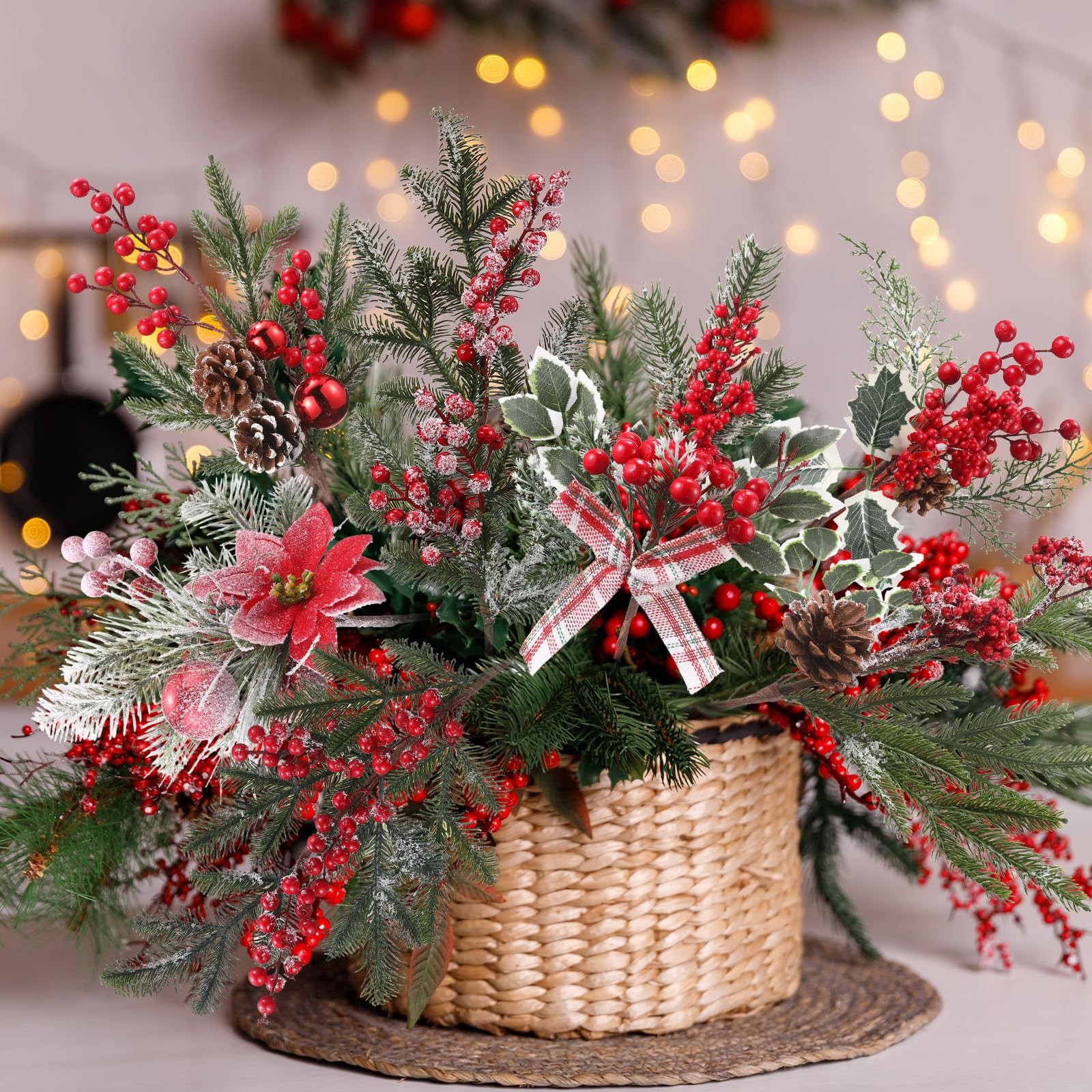 10 Large Size Christmas Artificial Berry Branches, 12-30 in Artificial Christ…