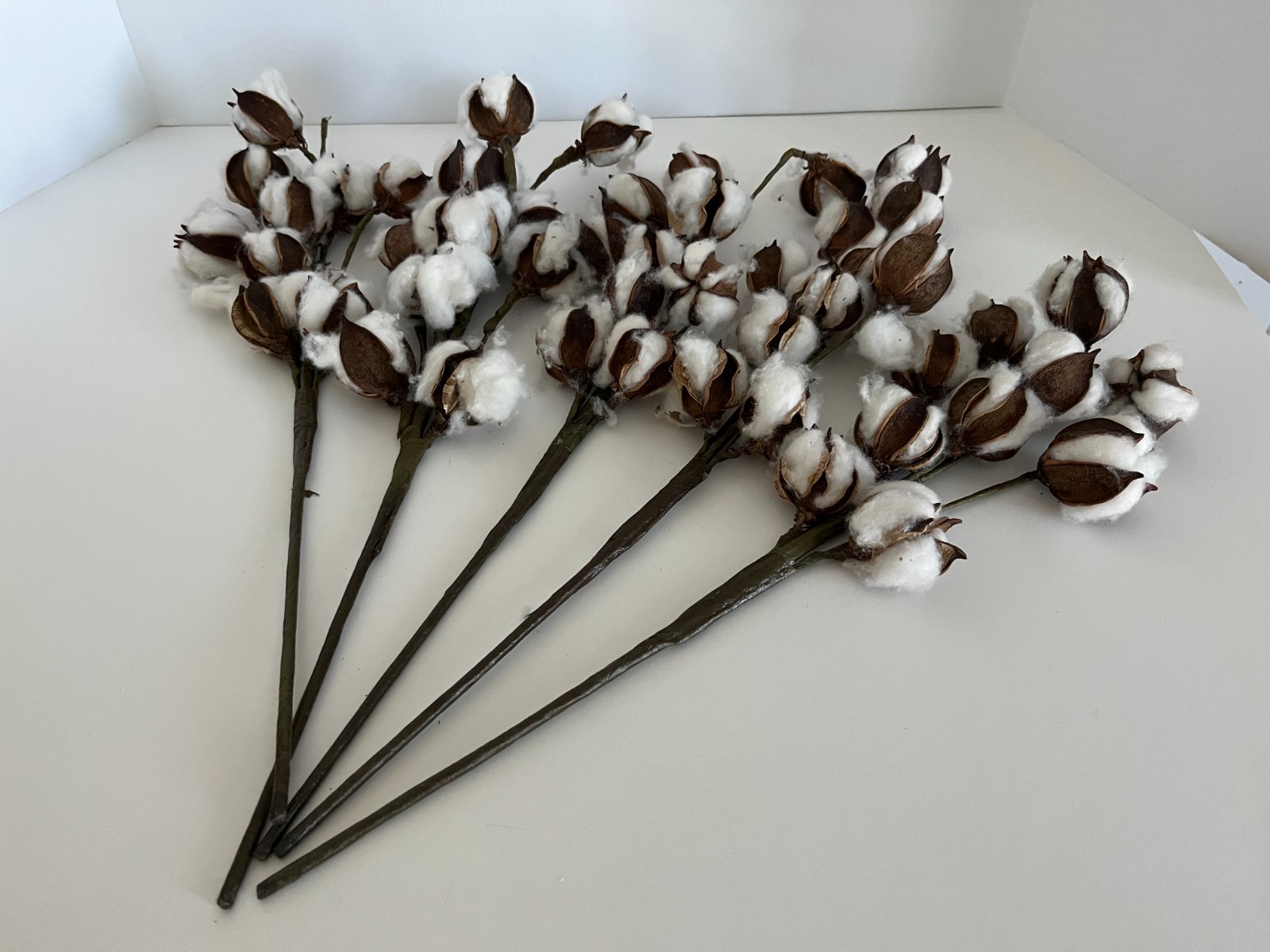 Cotton Pod Floral Picks Lot of 5 18″