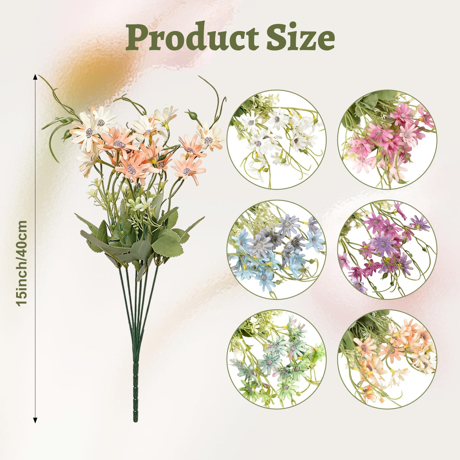 6Pcs Artificial Flowers Artificial Daisy Flower Colorful Mixed Bundles Faux W…