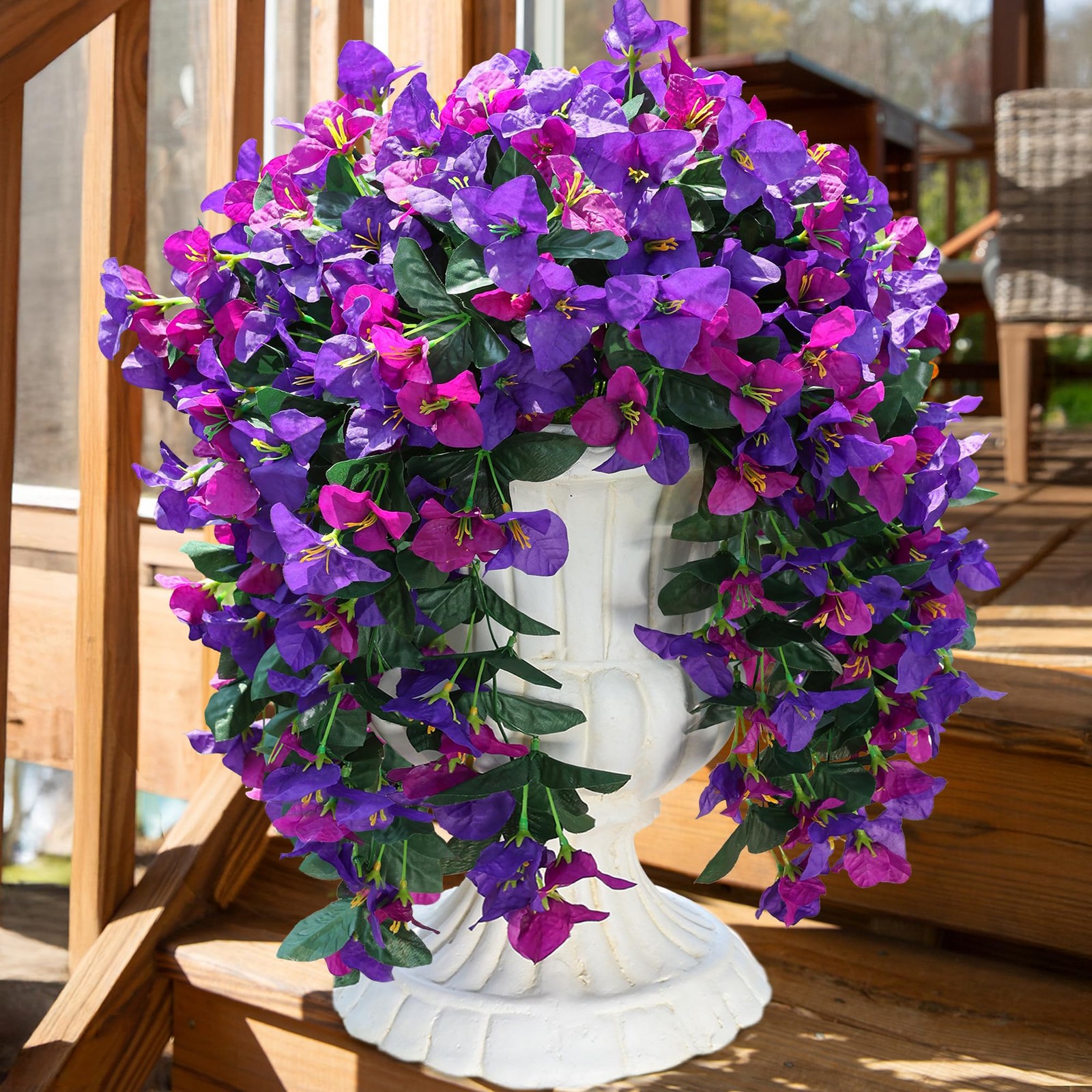 2 PCS Bougainvillea Artificial Hanging Flowers Plants for Outdoors, Mix