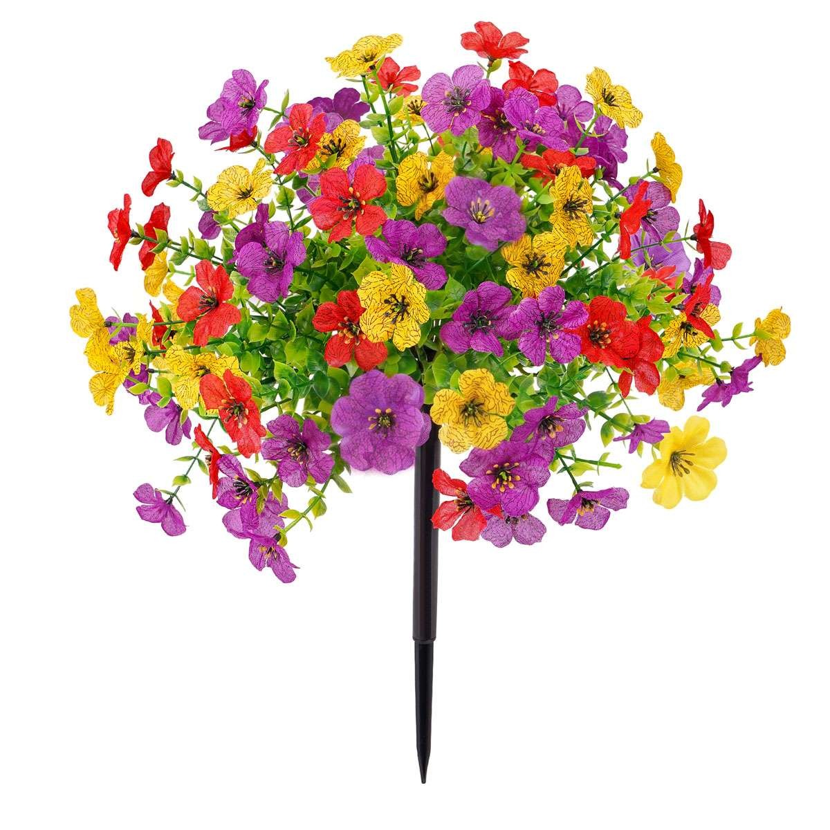 1/2pcs Artificial Flowers Garden Patio Yard Decor with Ground Spike Fake Plants