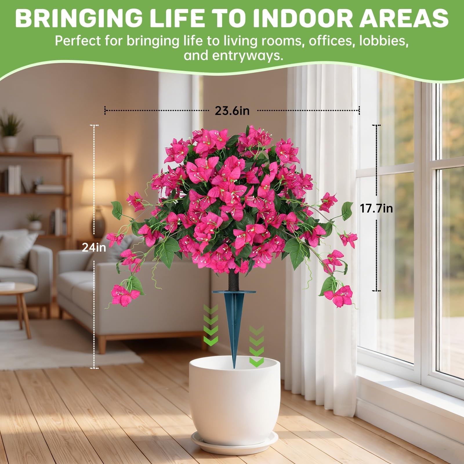 2Pack Faux Bougainvillea Topiary Balls – UV Resistant Silk Flowers for Outdoor D