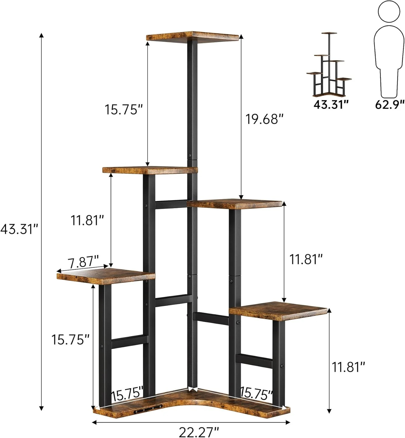 Yzosvki Corner Plant Stand Indoor, 6 Tiered Corner Plant Shelf Flower Stand for