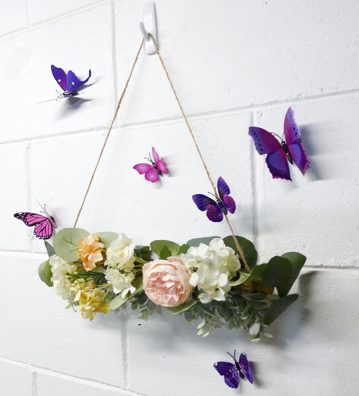 Artificial Peony Hydrangea Wall Hanging With Butterfly Home Decoration (#121)