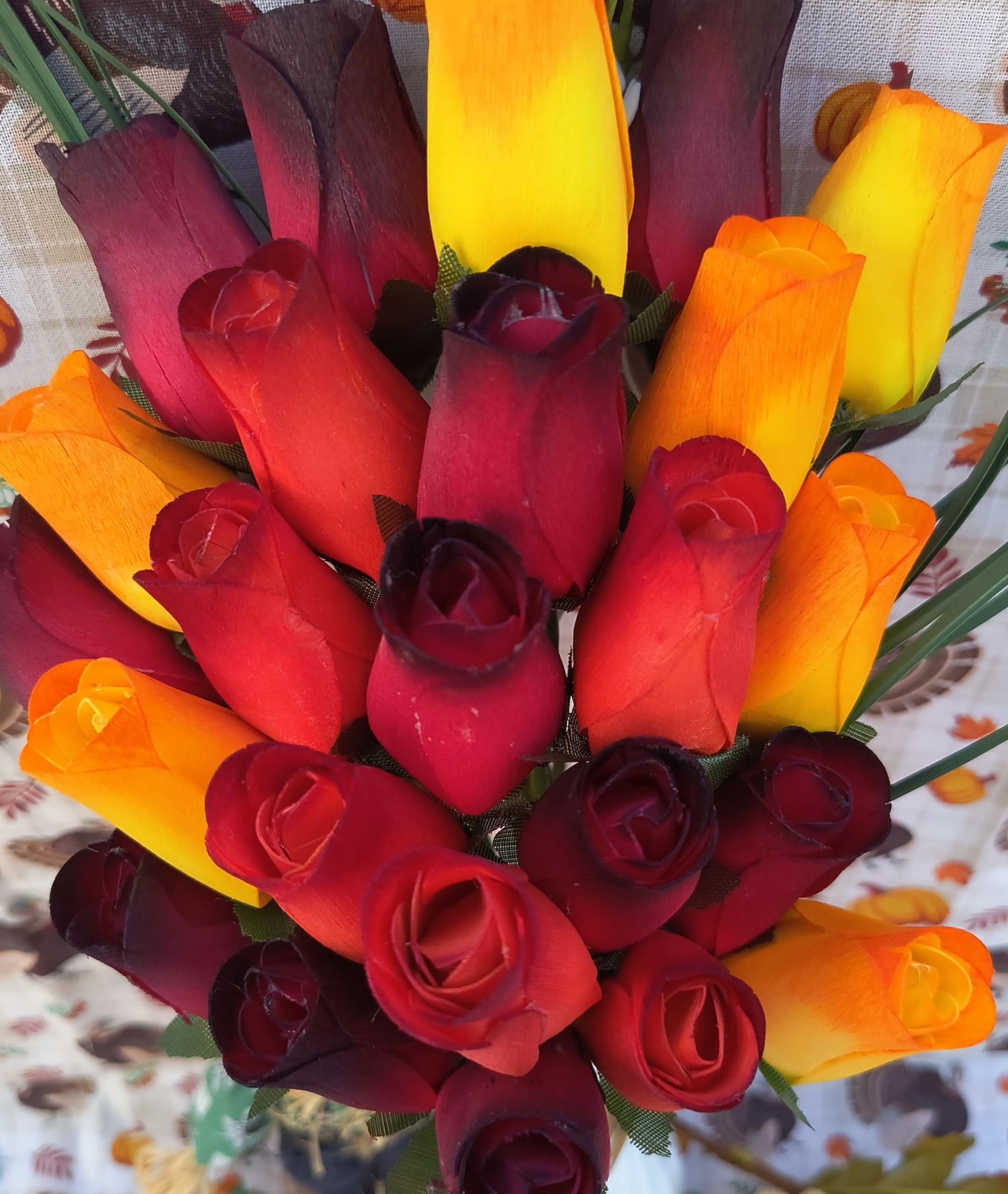 Bouquet Dark Fall Harvest Colors Yellows Oranges Reds, 2 Dozen 24 PCS Decor
