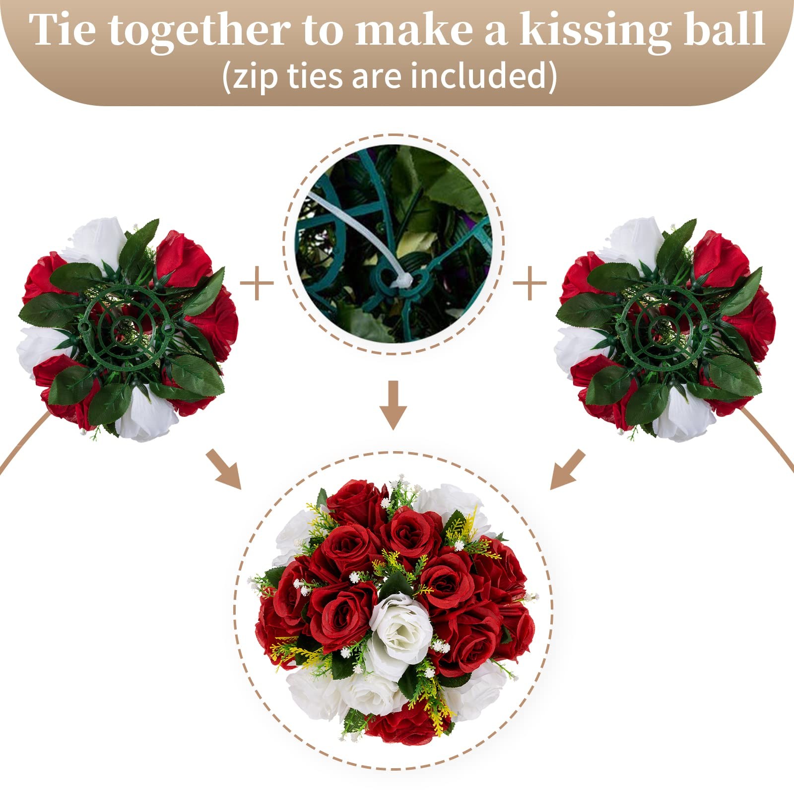 Red Fake Flowers Kissing Balls for Wedding Centerpiece Table Arrangements