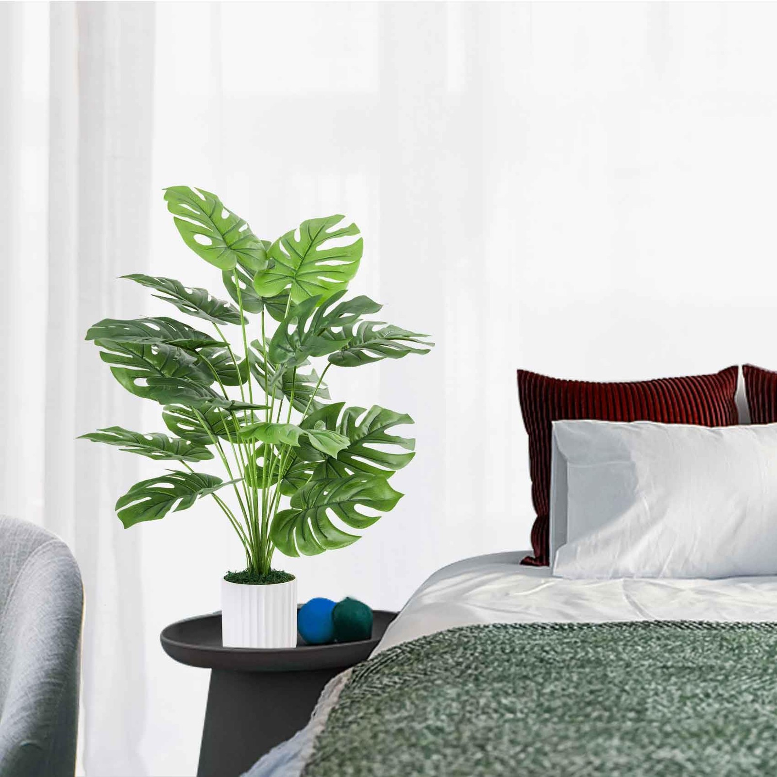 28″ Fake Plants Large, Artificial Monstera Faux Plants Indoor Tall for Floor …