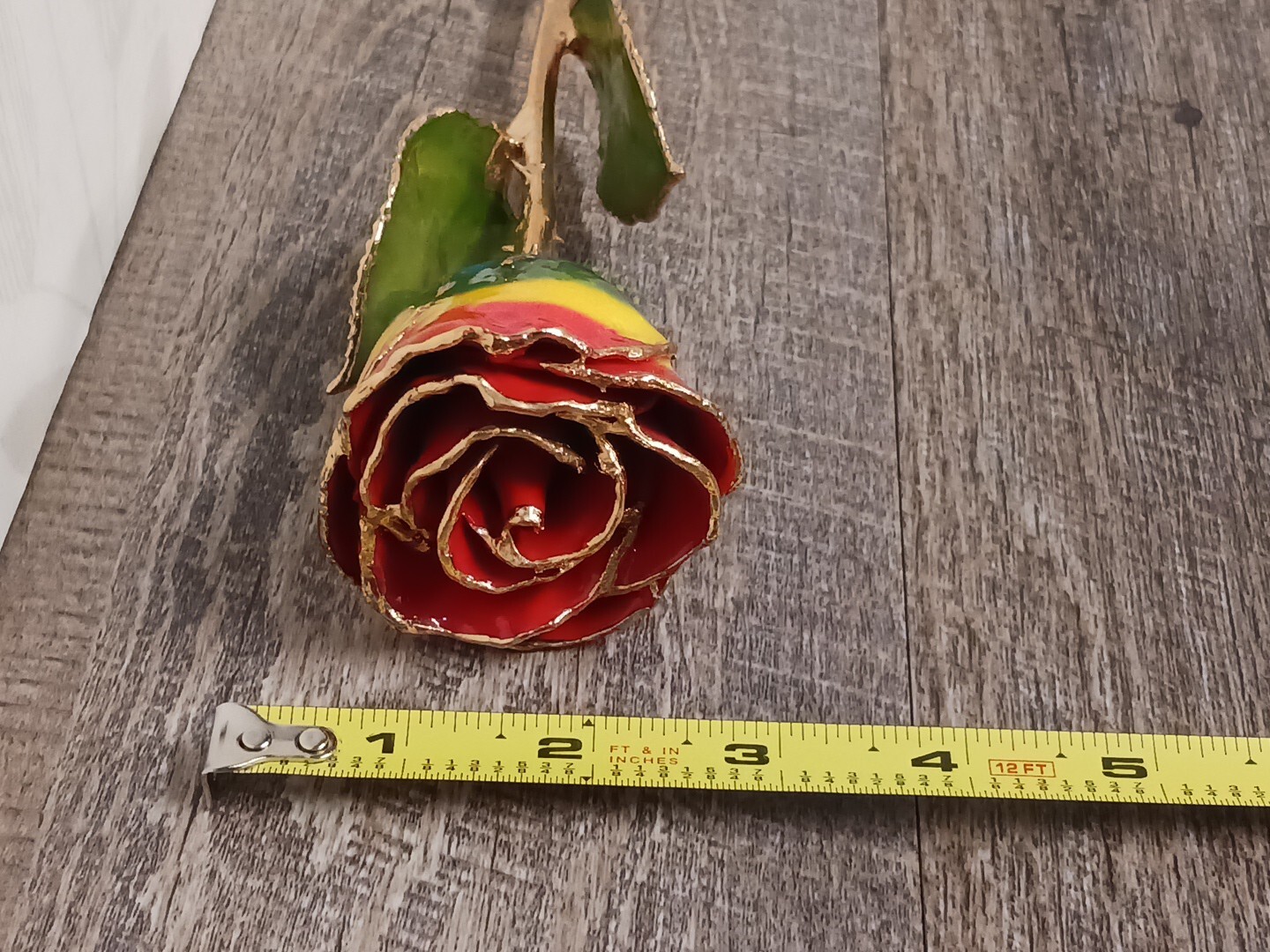 A Genuine Real Rainbow Colored Rose Hand Dipped In Lacquer And Trimmed In 24k…