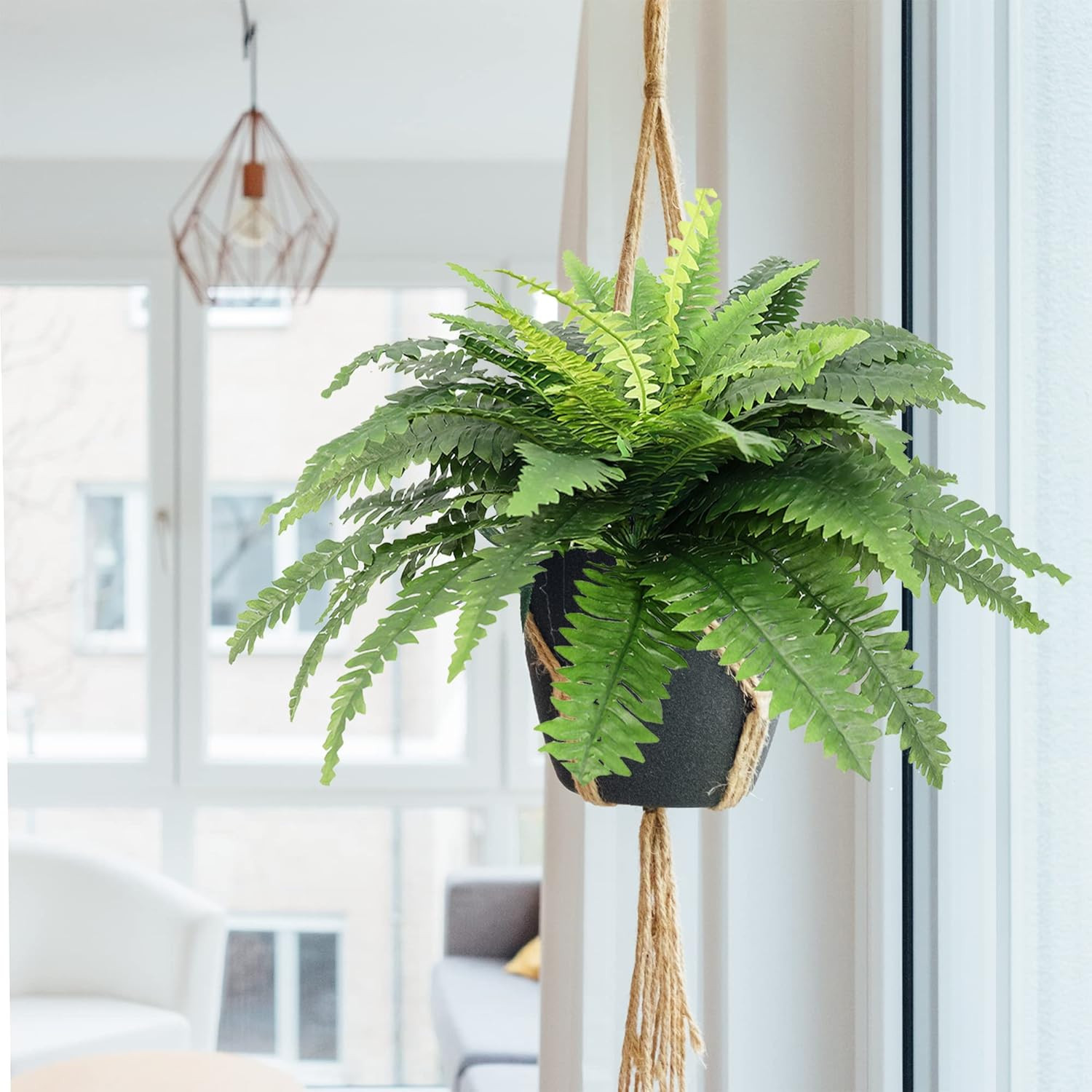 Artificial Ferns for Outdoors, Set of 2 Bouquets 33″ Diam Large Fake Ferns Faux