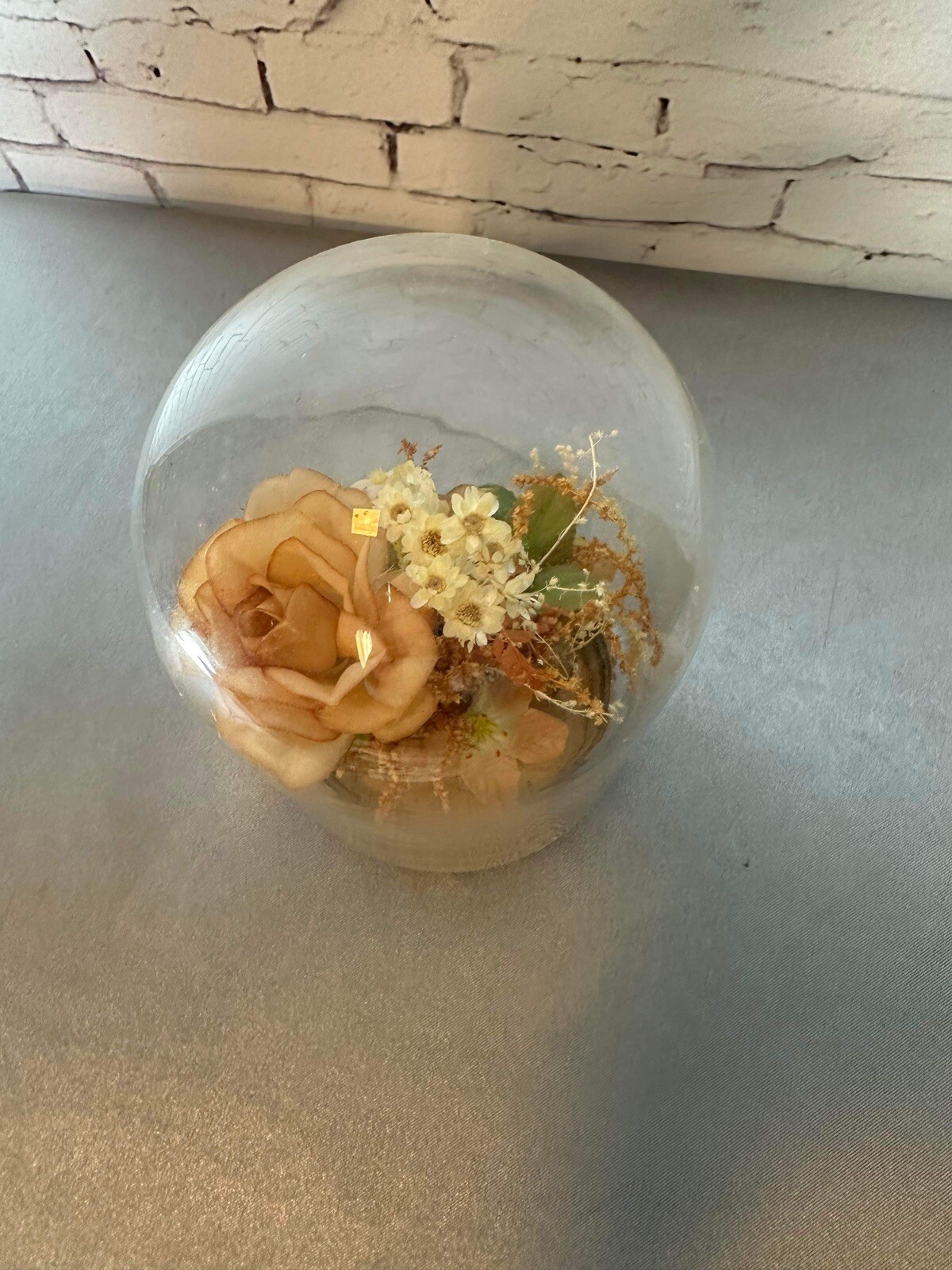Vintage Floral Cloche Dome 5″ Freeze Dried VHD