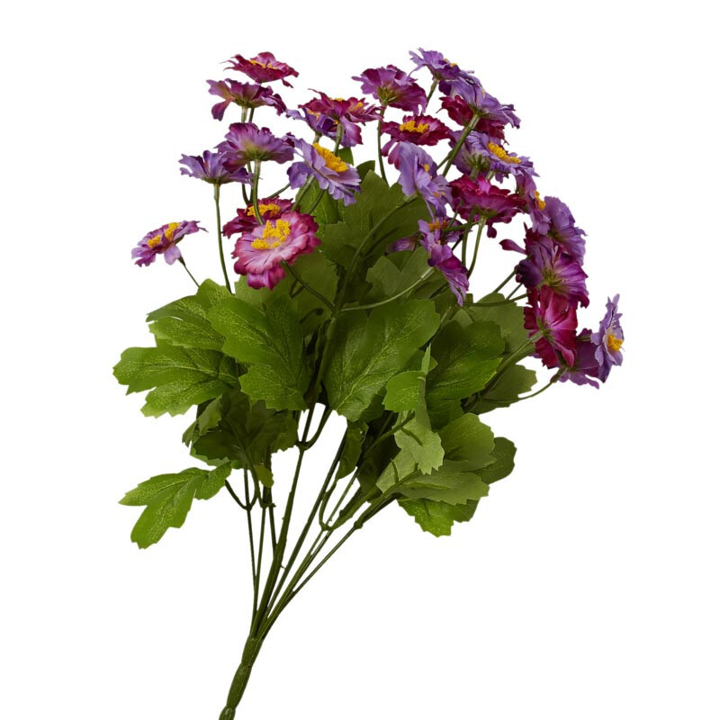 Set of 2 Purple Artificial Zinnia 18″ Floral Bushes