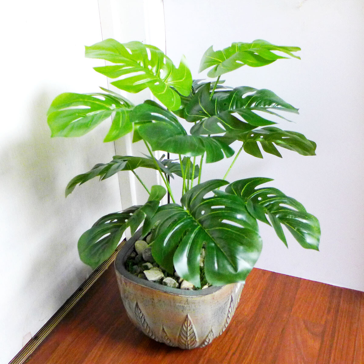 15″ Height Artificial Turtle Leaves Palm Small Bush Tree (12 stems)