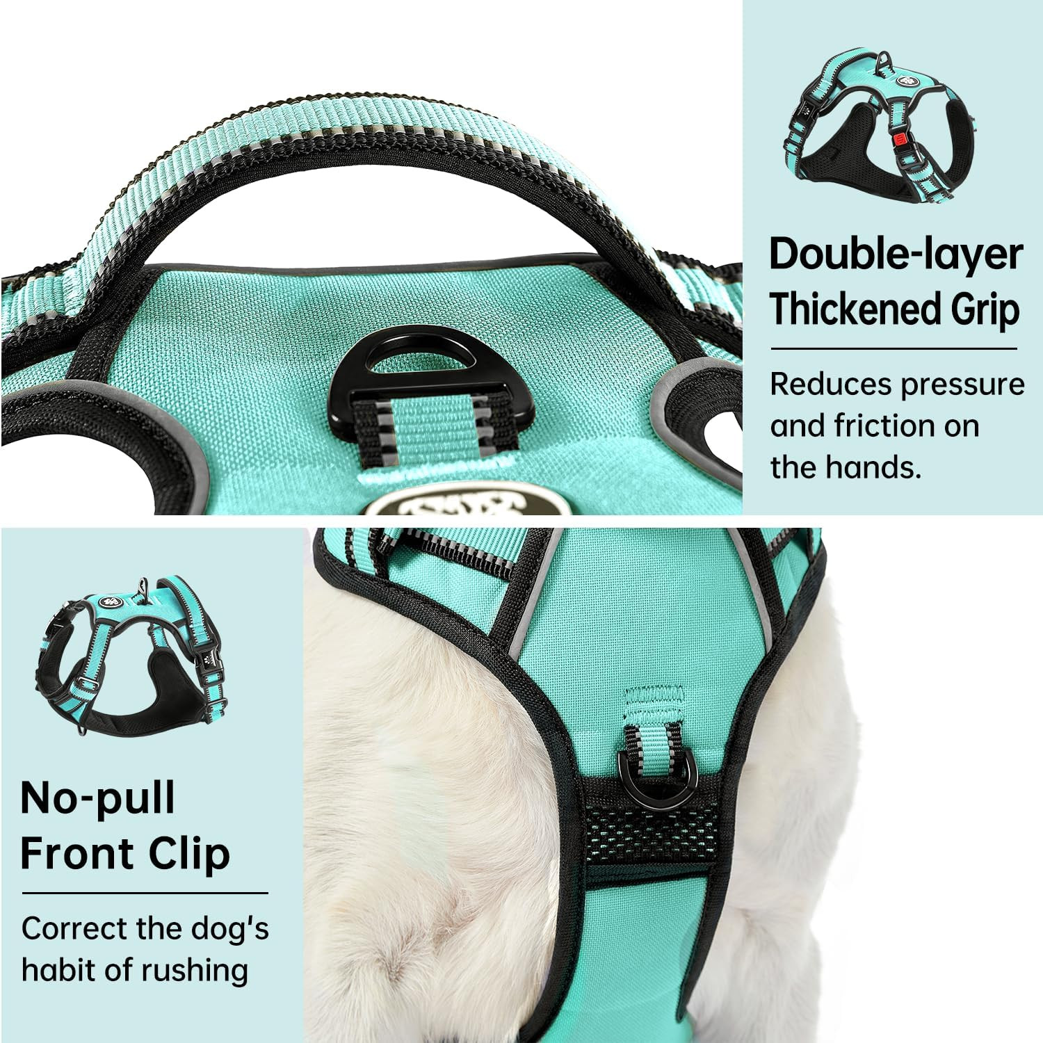 No Pull Dog Harness with Leash Set, Reflective No Choke Pet Vest,Adjustable Oxfo