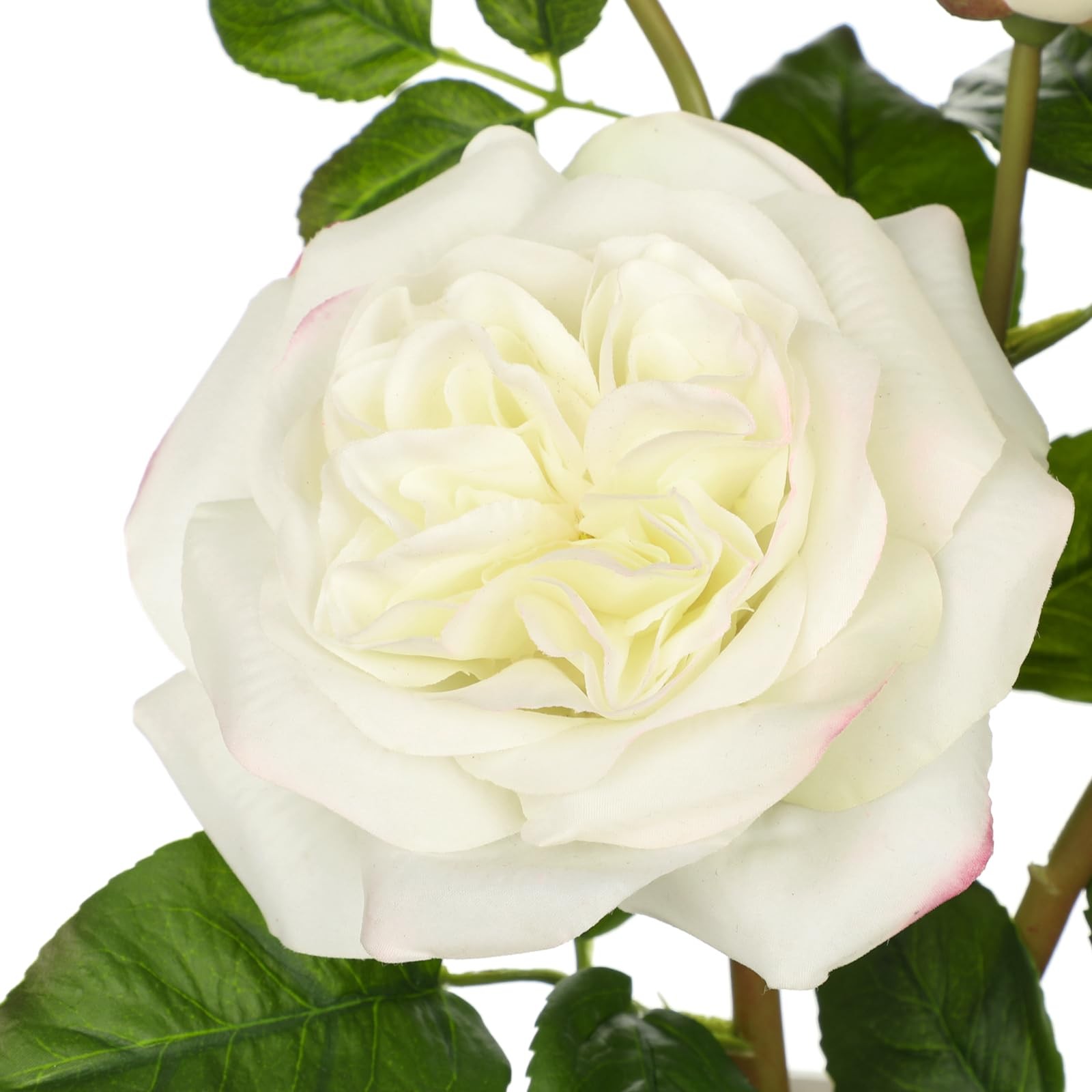 White Roses Artificial Flowers Blue White Porcelain Vase Silk Arrangement Decor